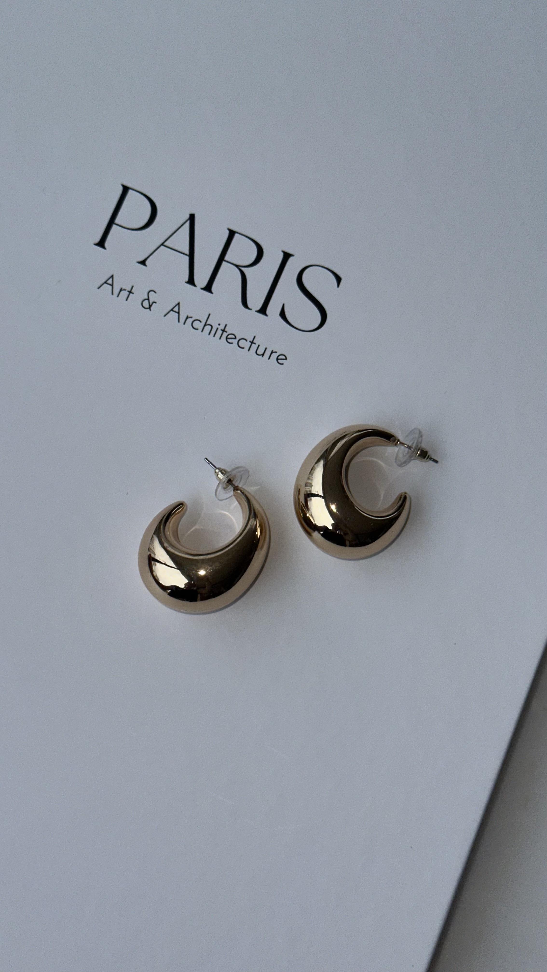 Rose Gold Oval Küçük Bombeli Küpe