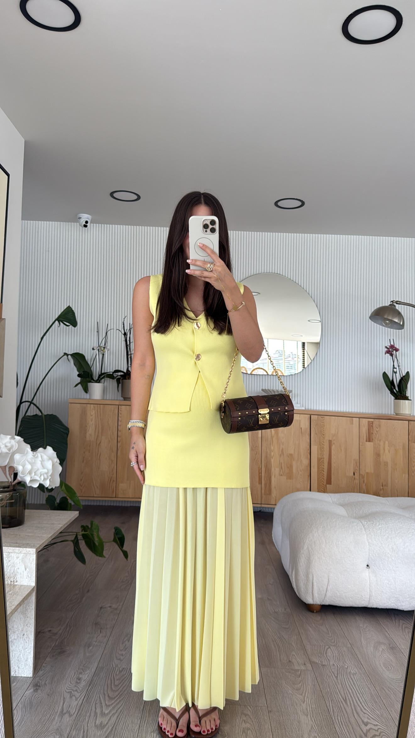 Sarı Piliseli Etekli Triko Takım 