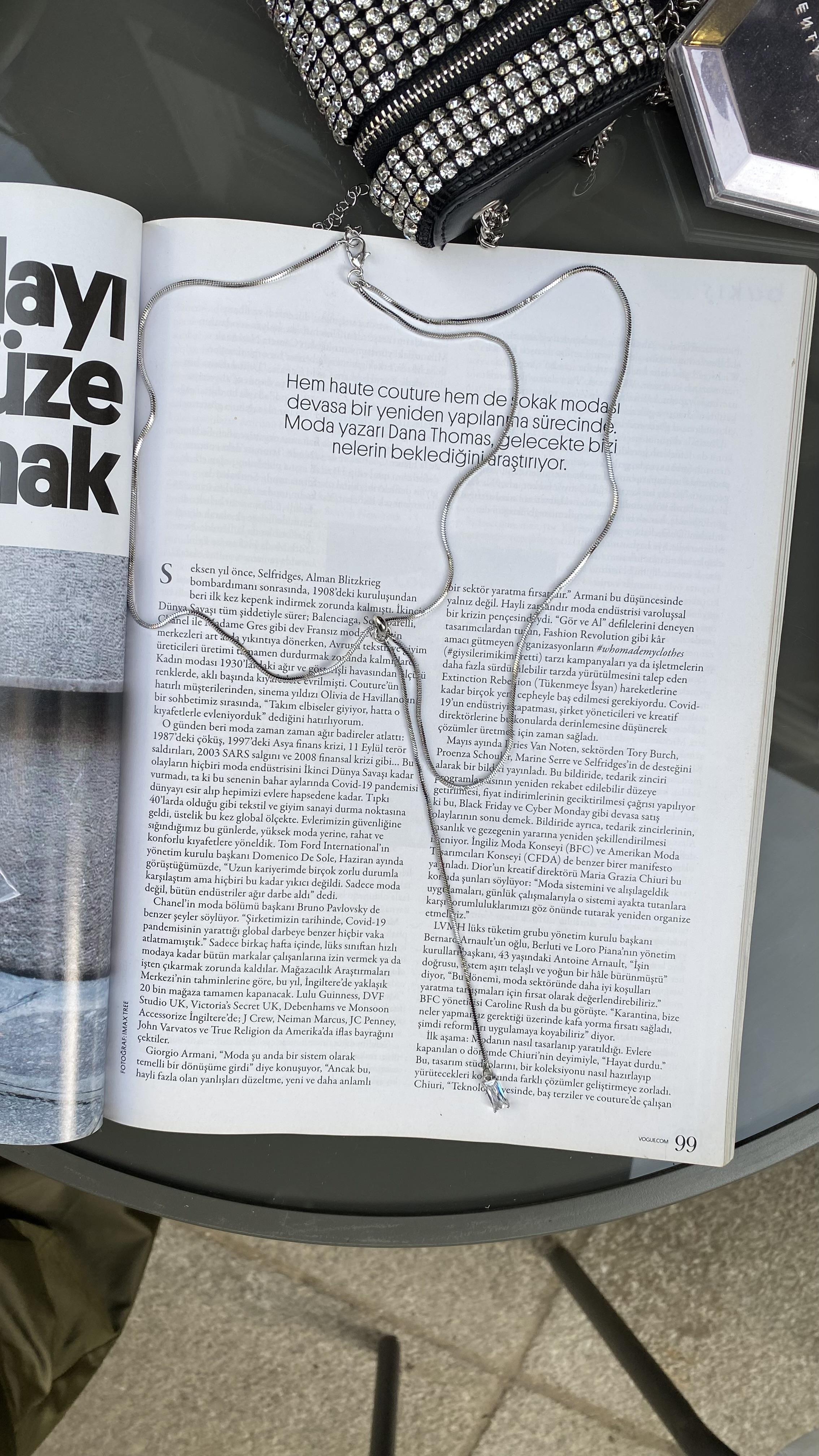 Silver Asansörlü Taş Detaylı Kolye