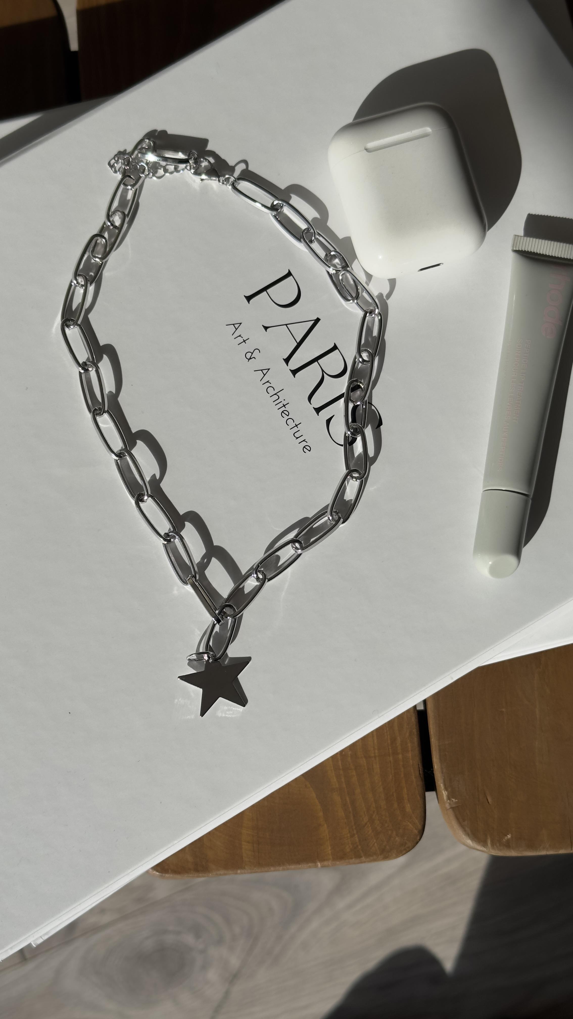 Silver Ataş Zincirli Yıldız Kolye 