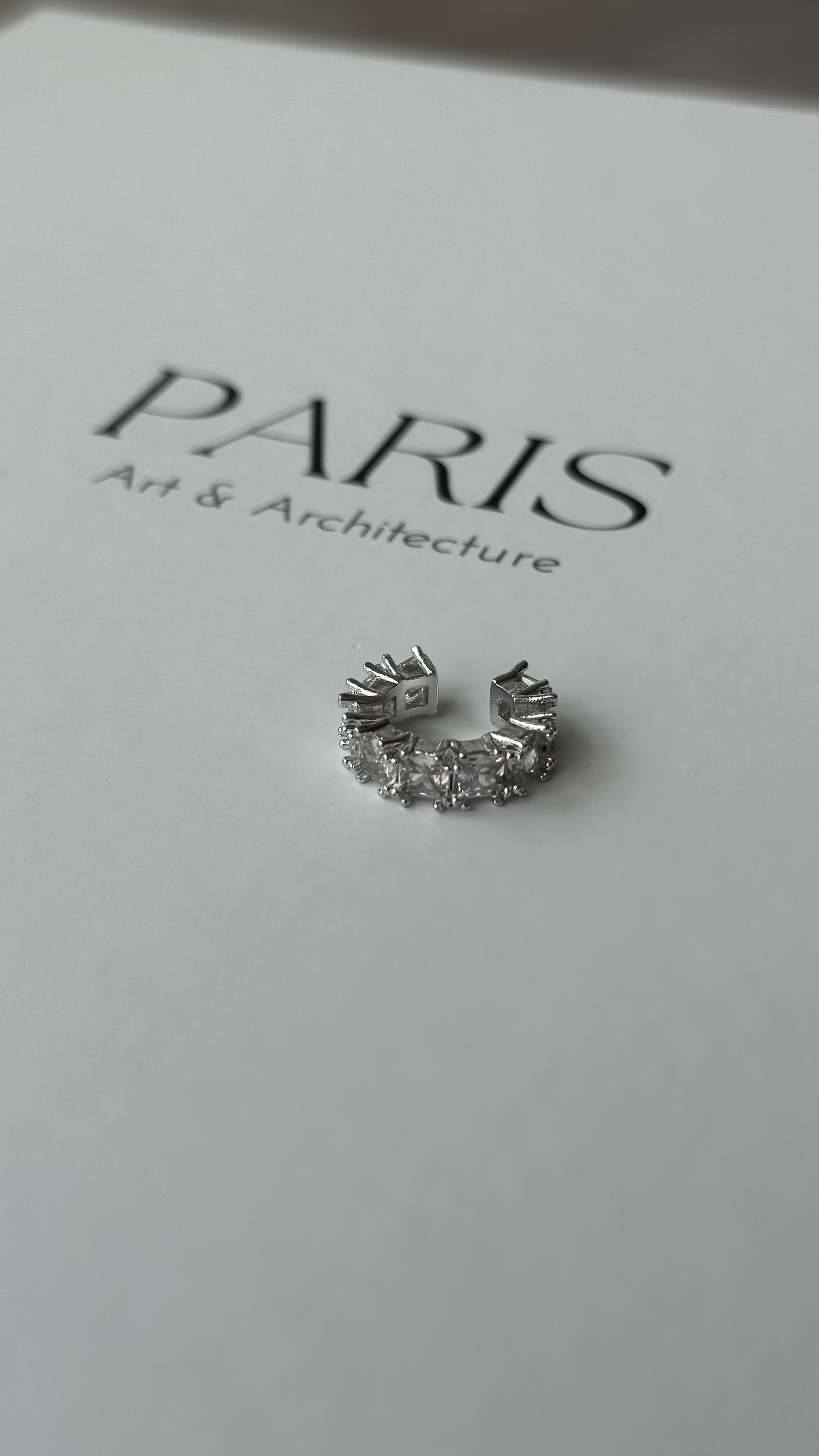 Silver Pırlanta Taşlı Kıkırdak Küpe