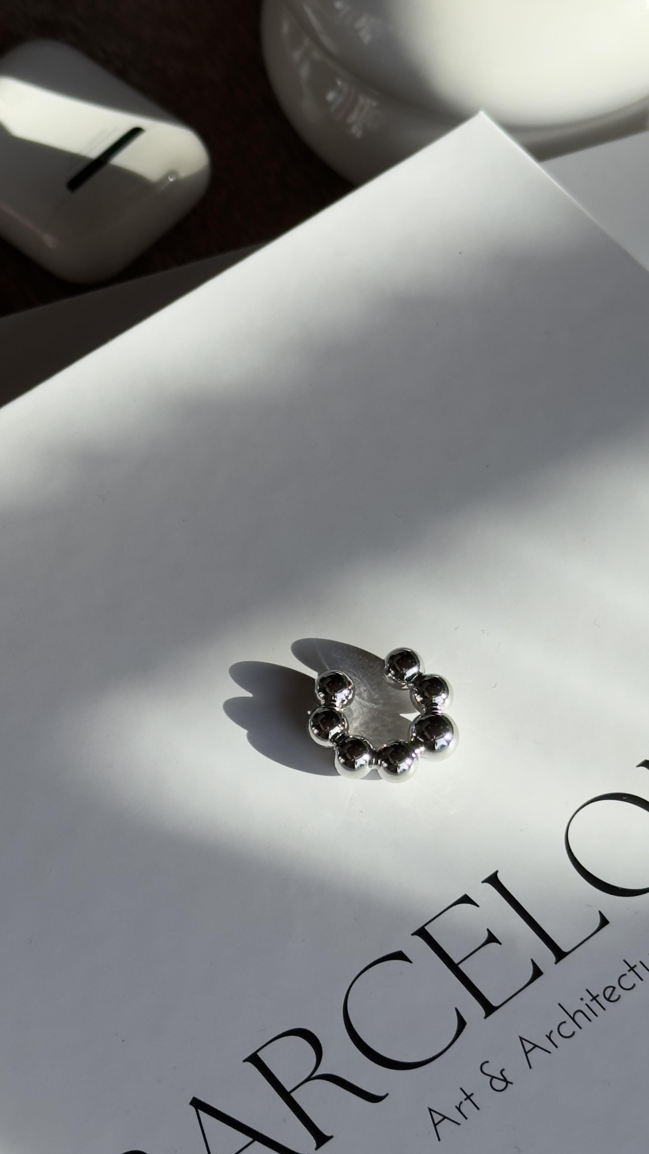 Silver Boncuklu Kıkırdak Küpe