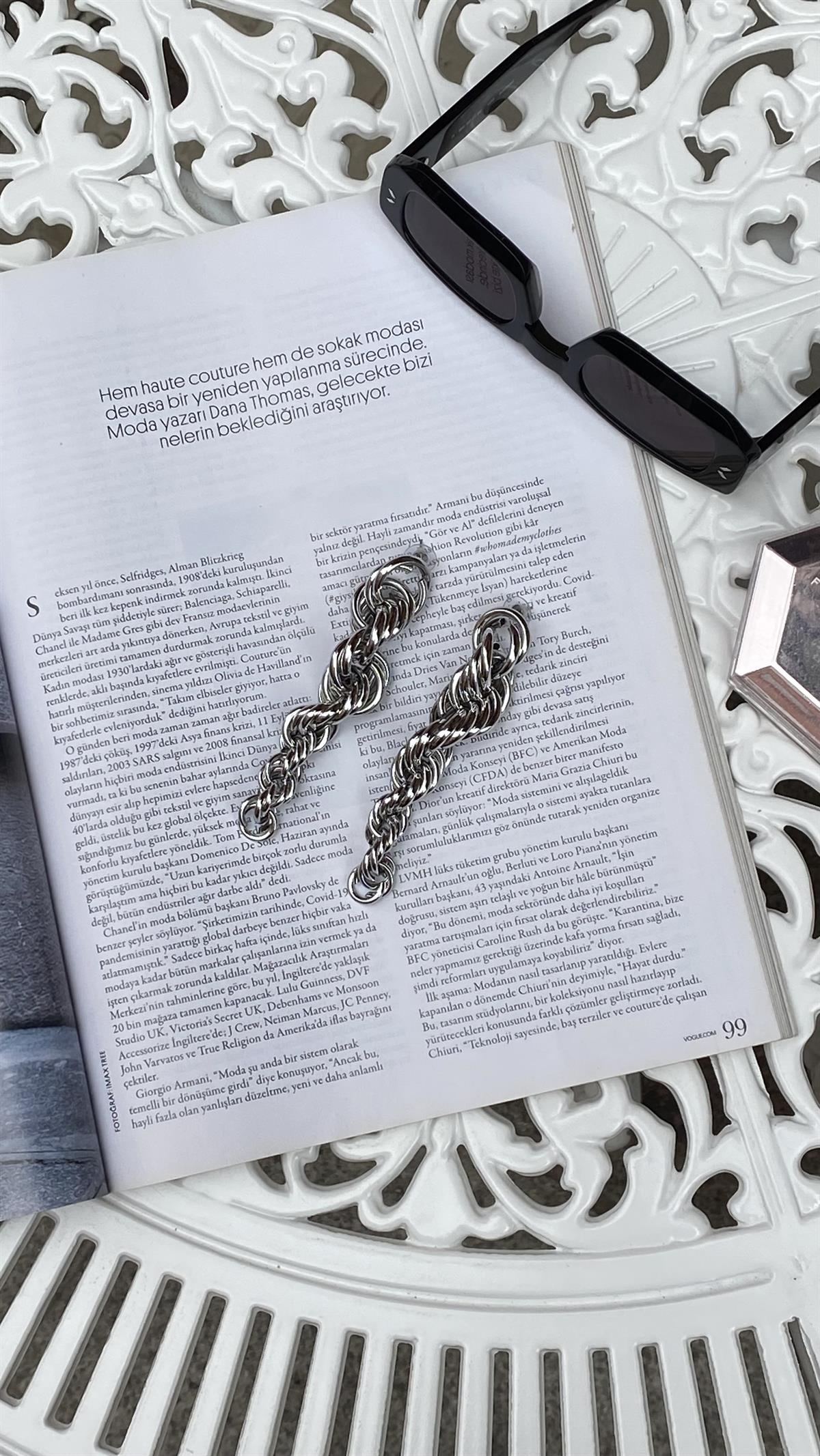 Silver Burgu Salkım Küpe 