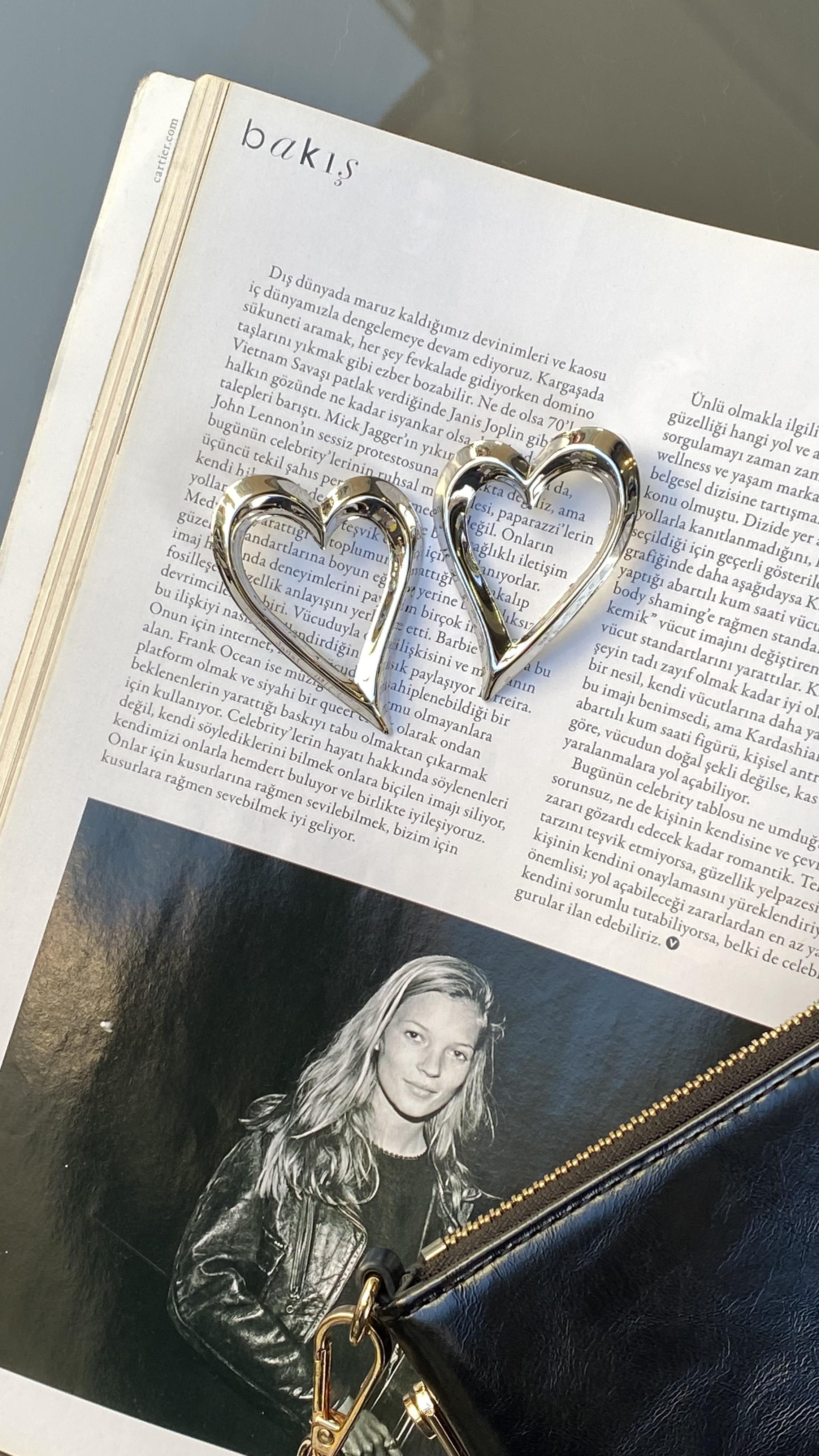 Silver Büyük Kalp Küpe