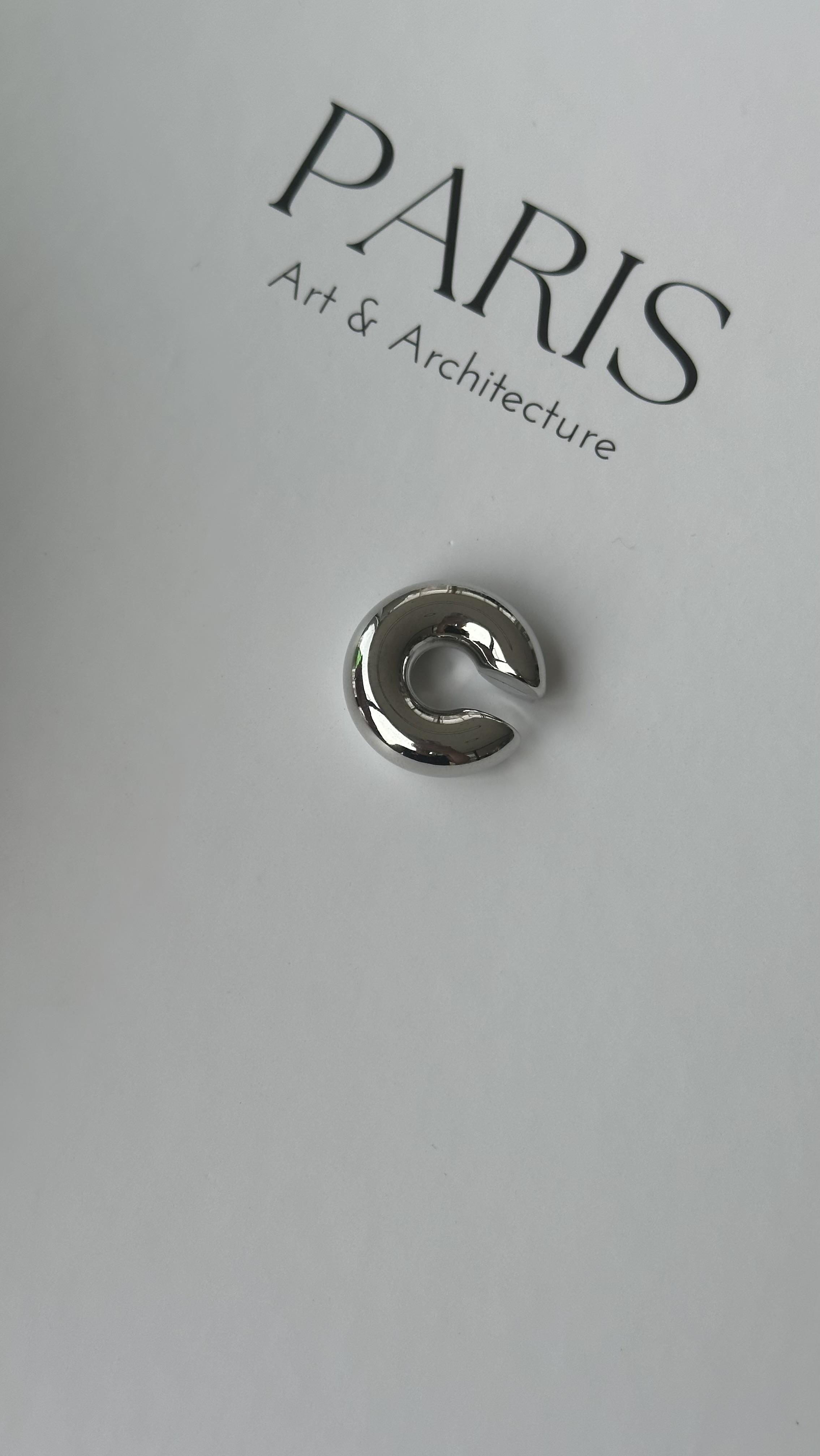 Silver C Şekli Bombeli Kıkırdak Küpe