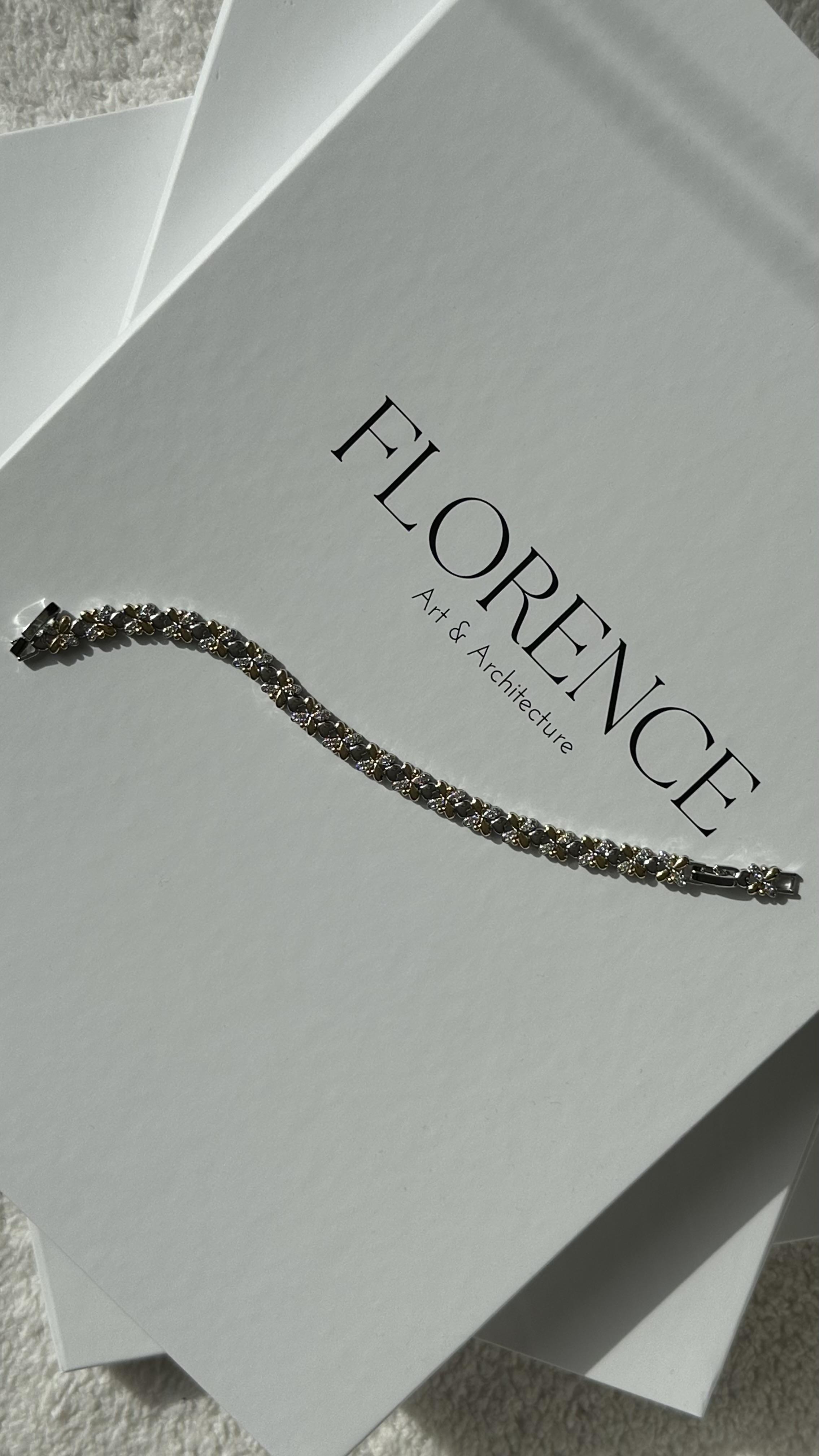 Silver Gold Çiçekli Bileklik