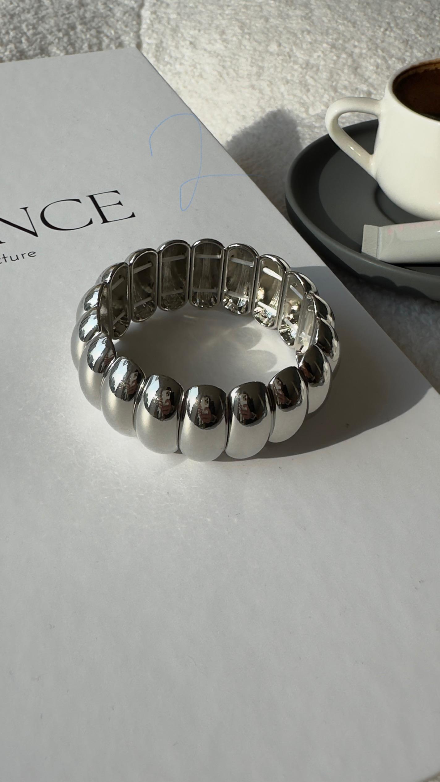 Silver Lastikli Bombeli Bileklik