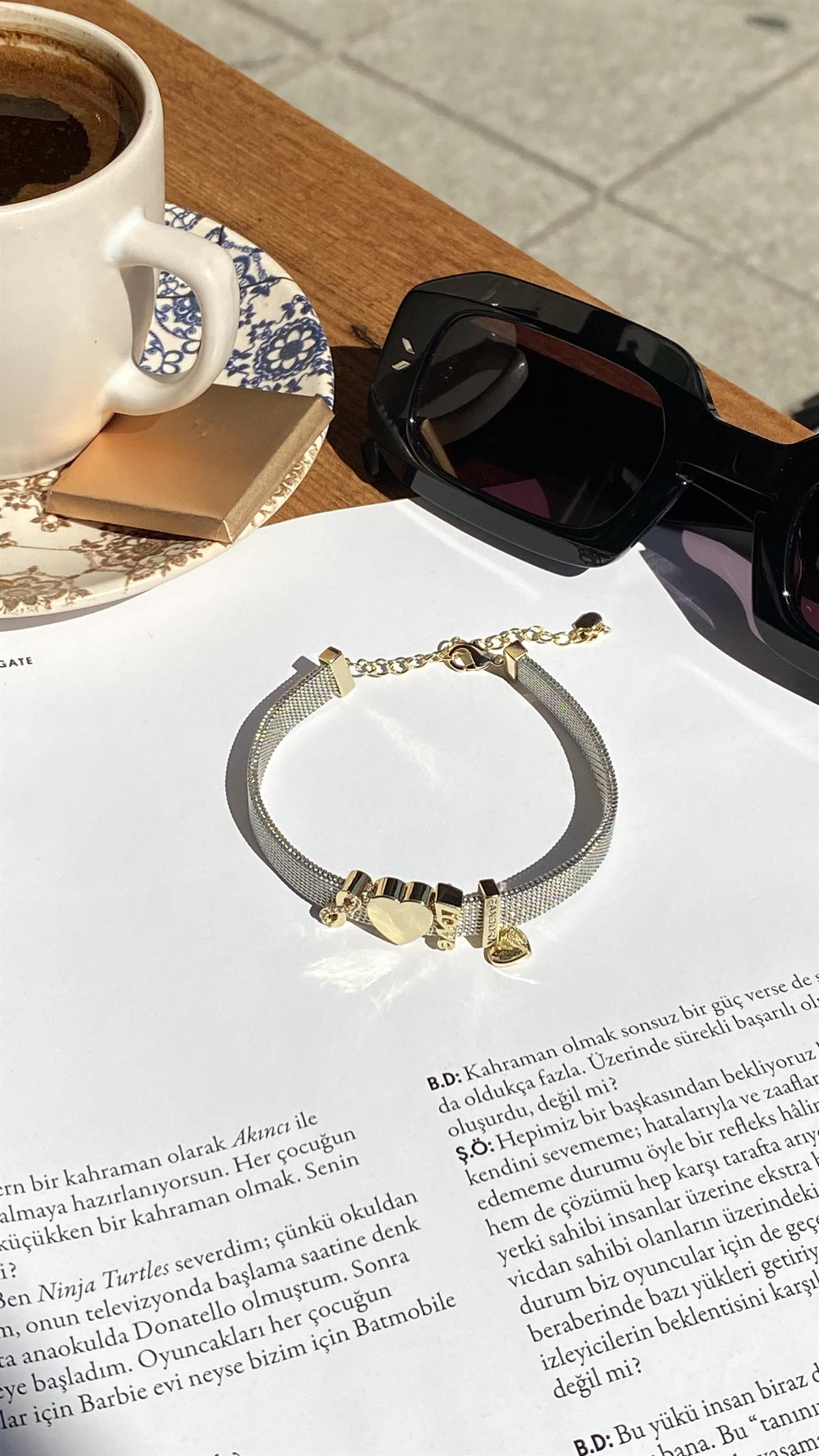 Silver Marka Model Gold Çarmlı Bileklik
