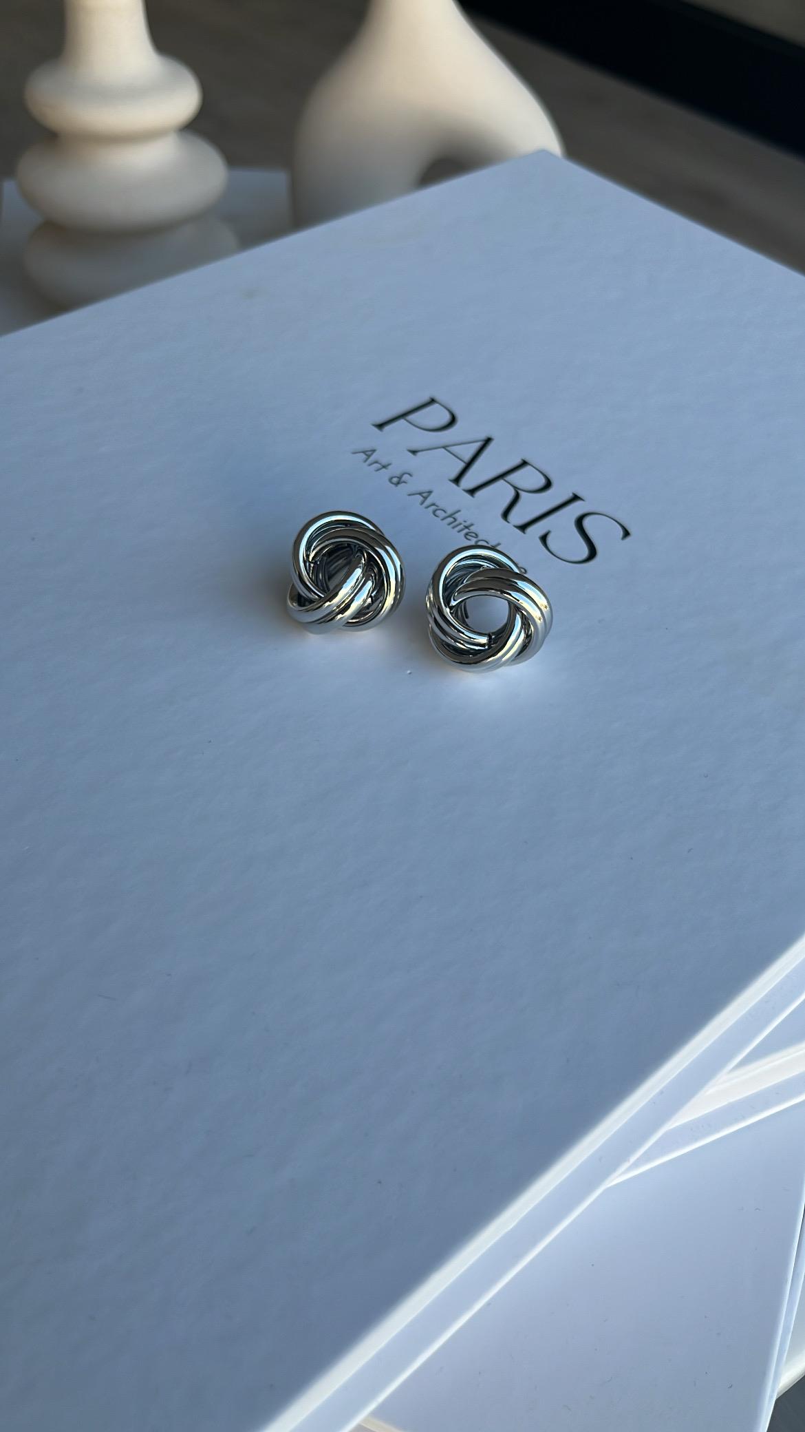 Silver Sarmal Desen Yuvarlak Küpe