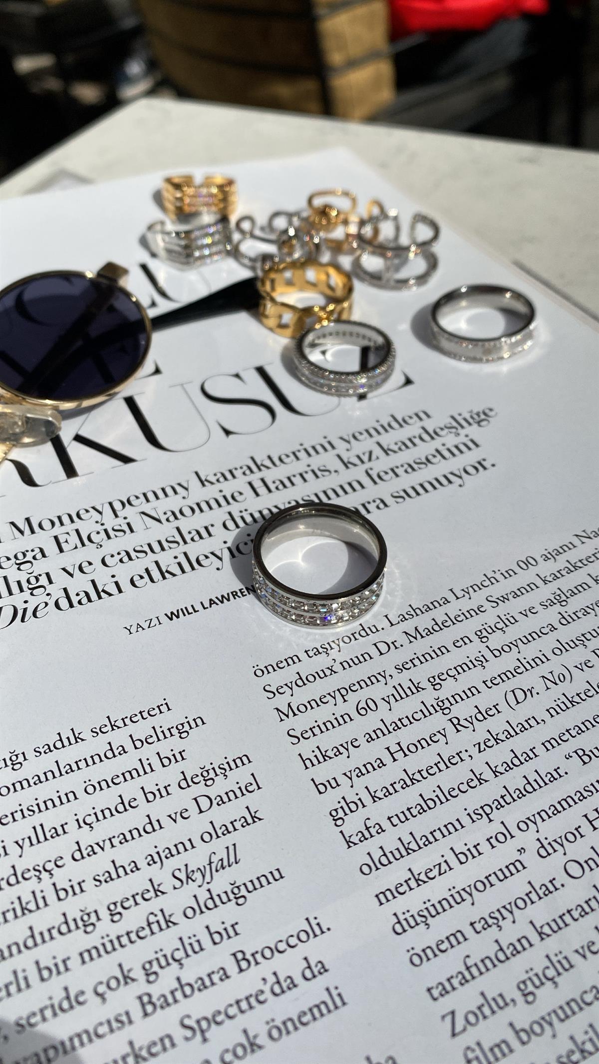 Silver Zirkon Taşlı 2 Şeritli Yüzük