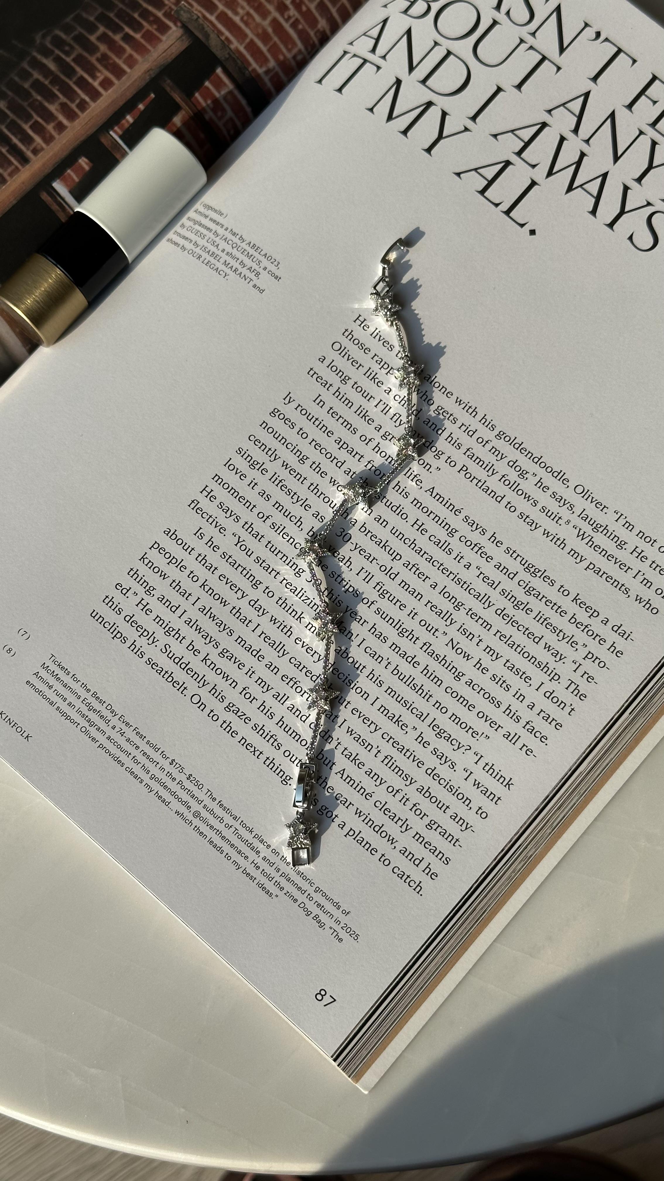 Silver Yıldızlı Taşlı Bileklik