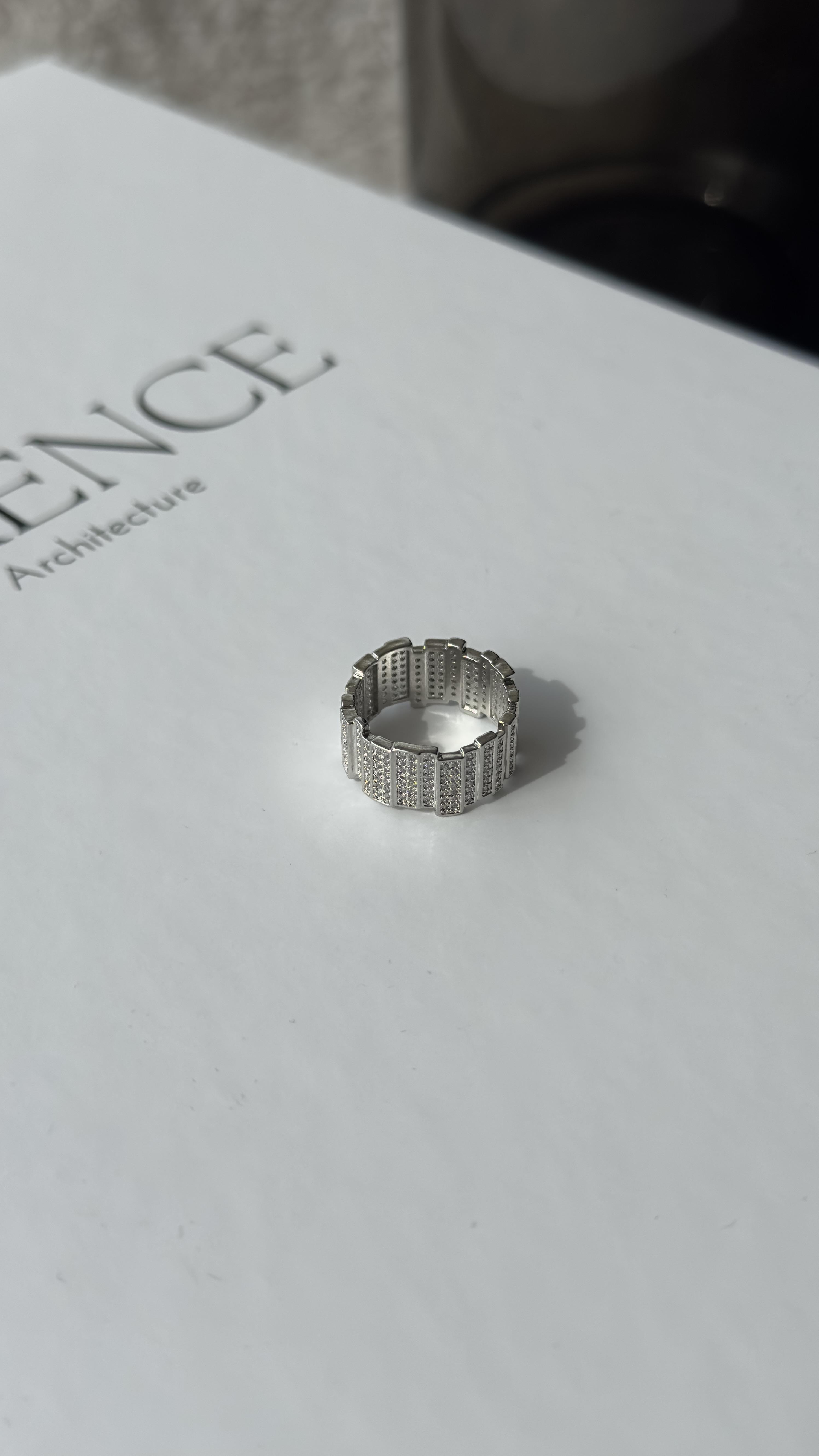 Silver Zirkon Taşlı Ayarlanabilir Yüzük