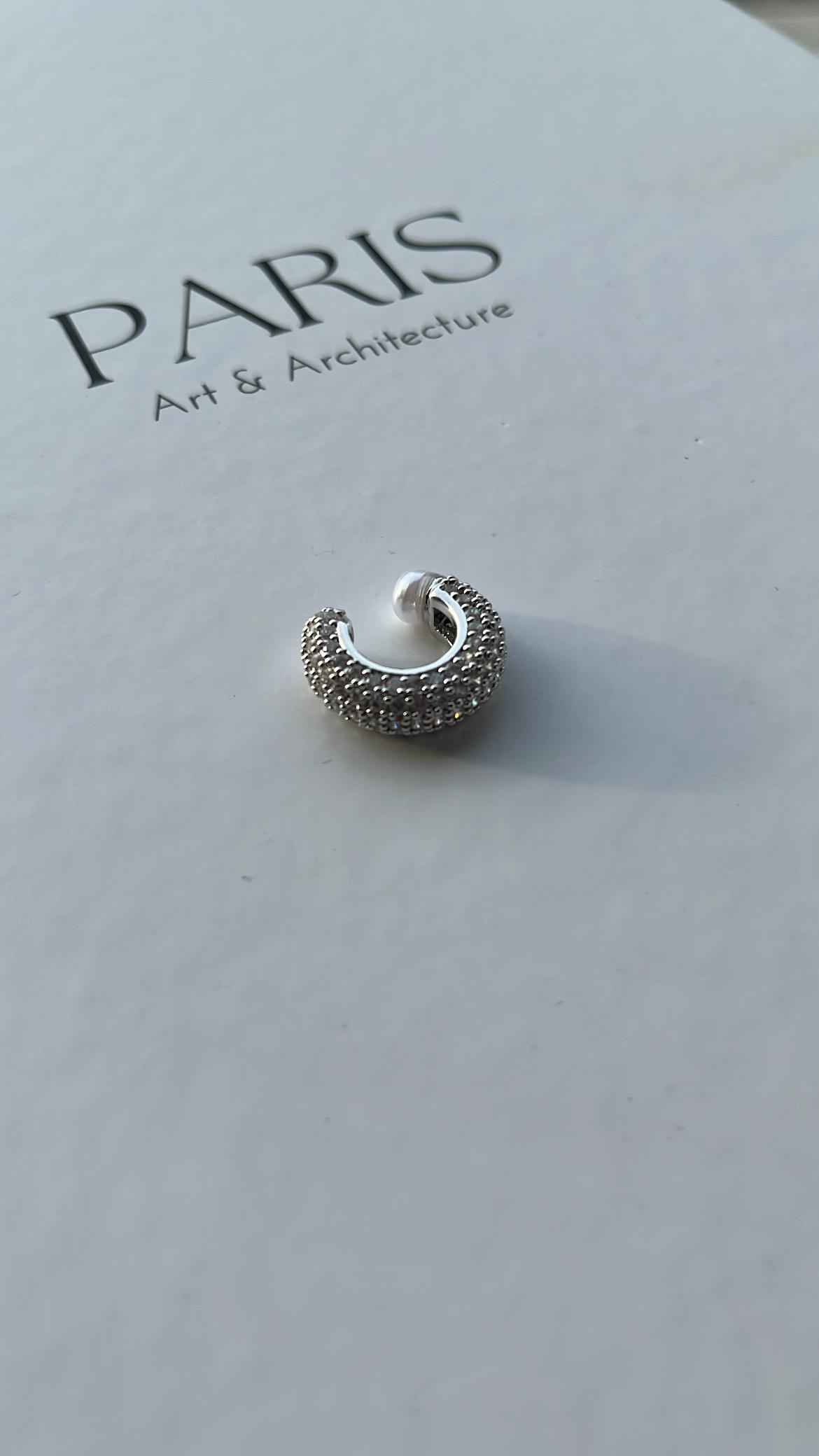 Silver Zirkon Taşlı İnci Detaylı Kıkırdak Küpe
