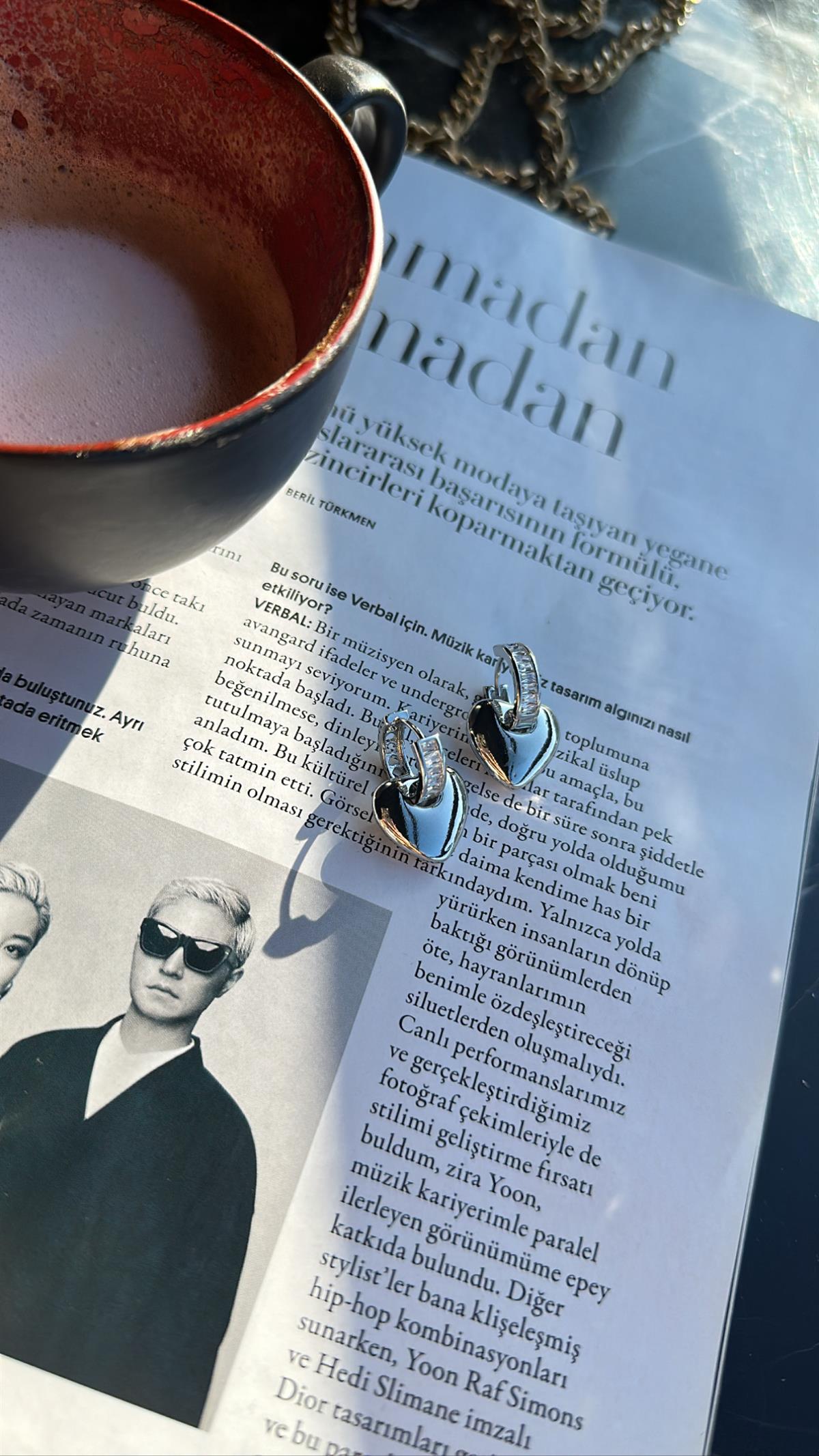 Silver Zirkon Taşlı Kalp Küpe