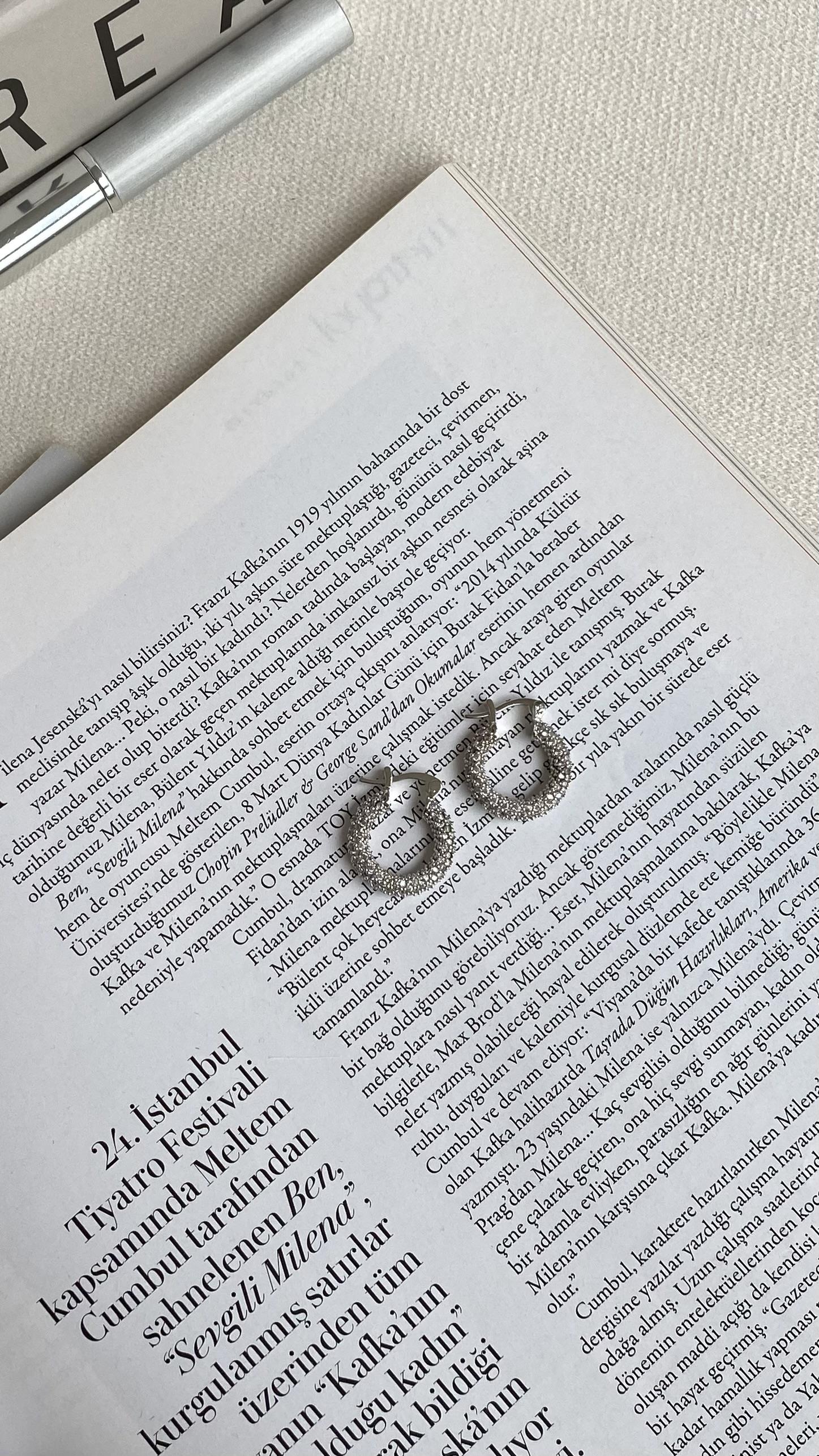 Silver Zirkon Taşlı Küçük Halka Küpe 