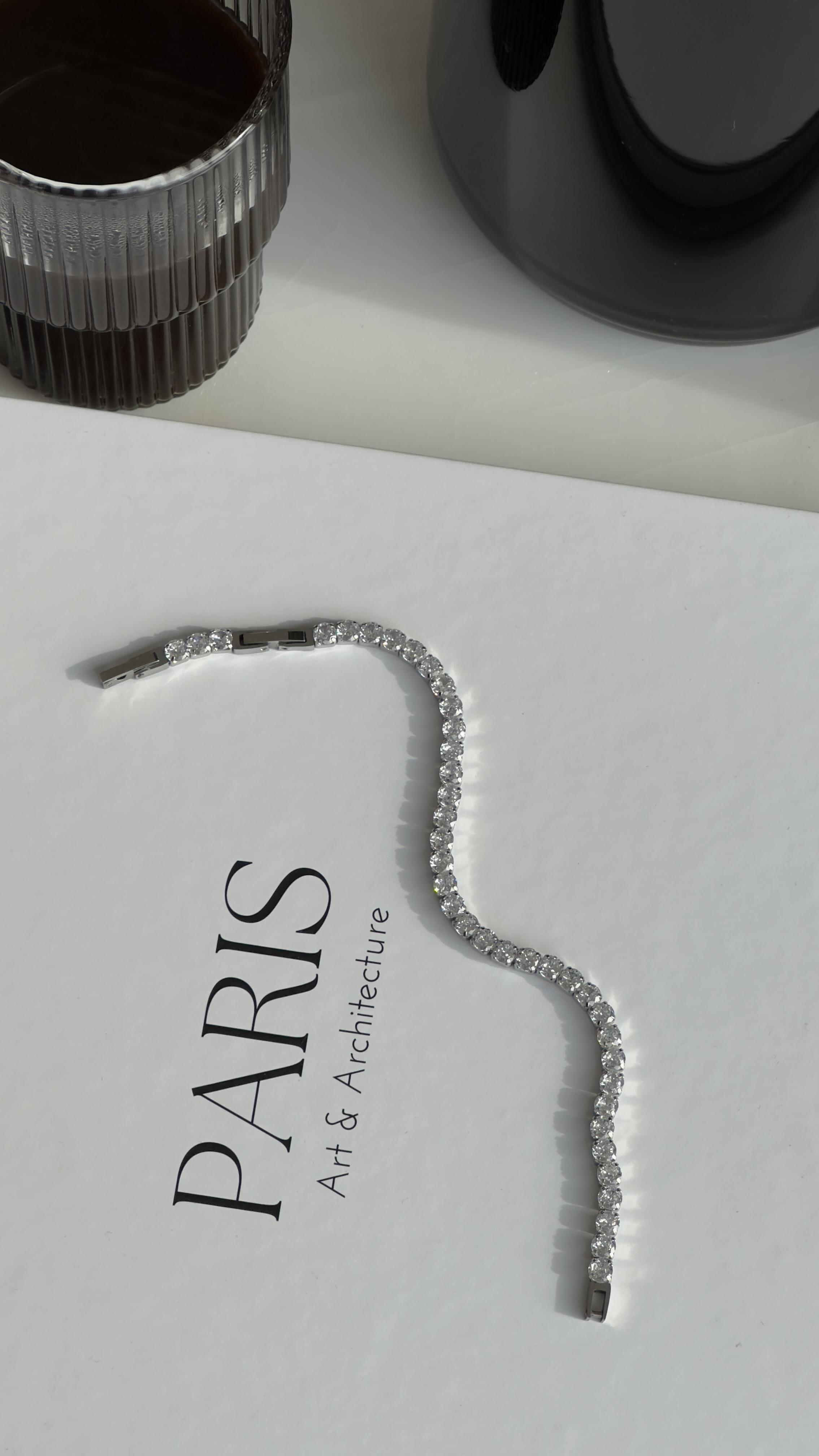 Silver Zirkon Taşlı Su Yolu Bileklik