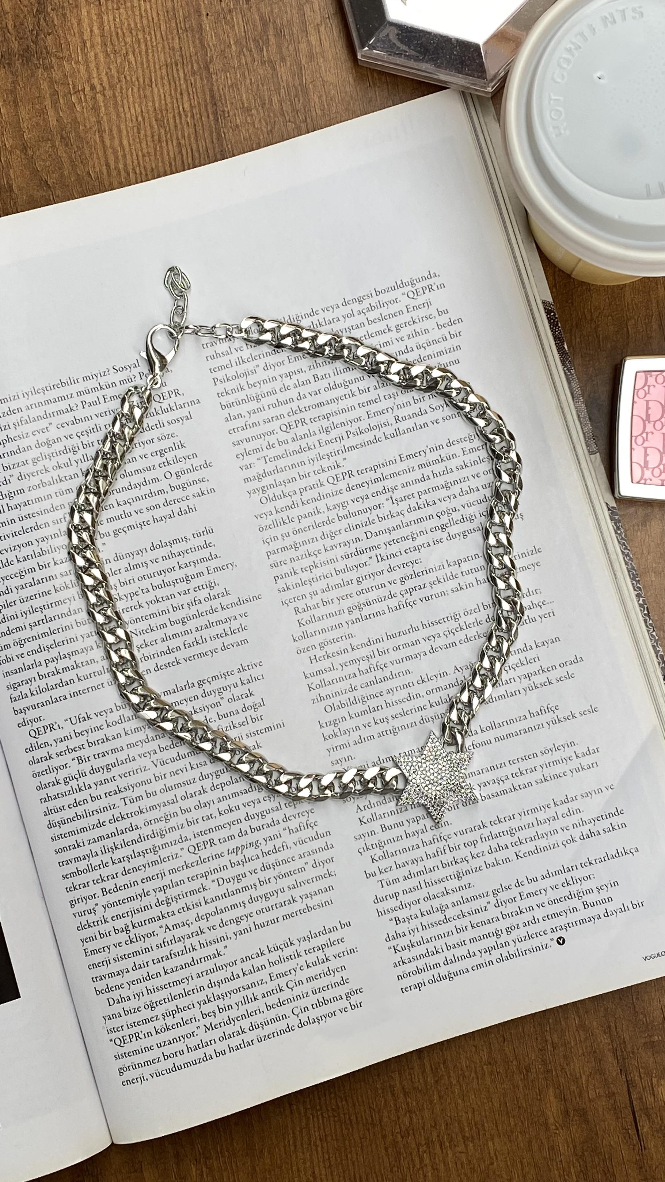 Silver Zirkon Taşlı Yıldız Kolye