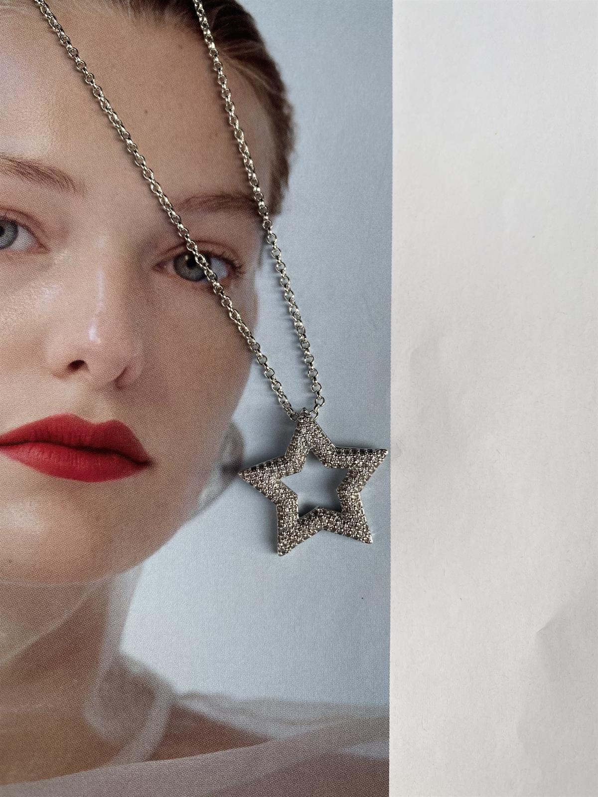 Silver Zirkon Taşlı Yıldızlı Kolye 