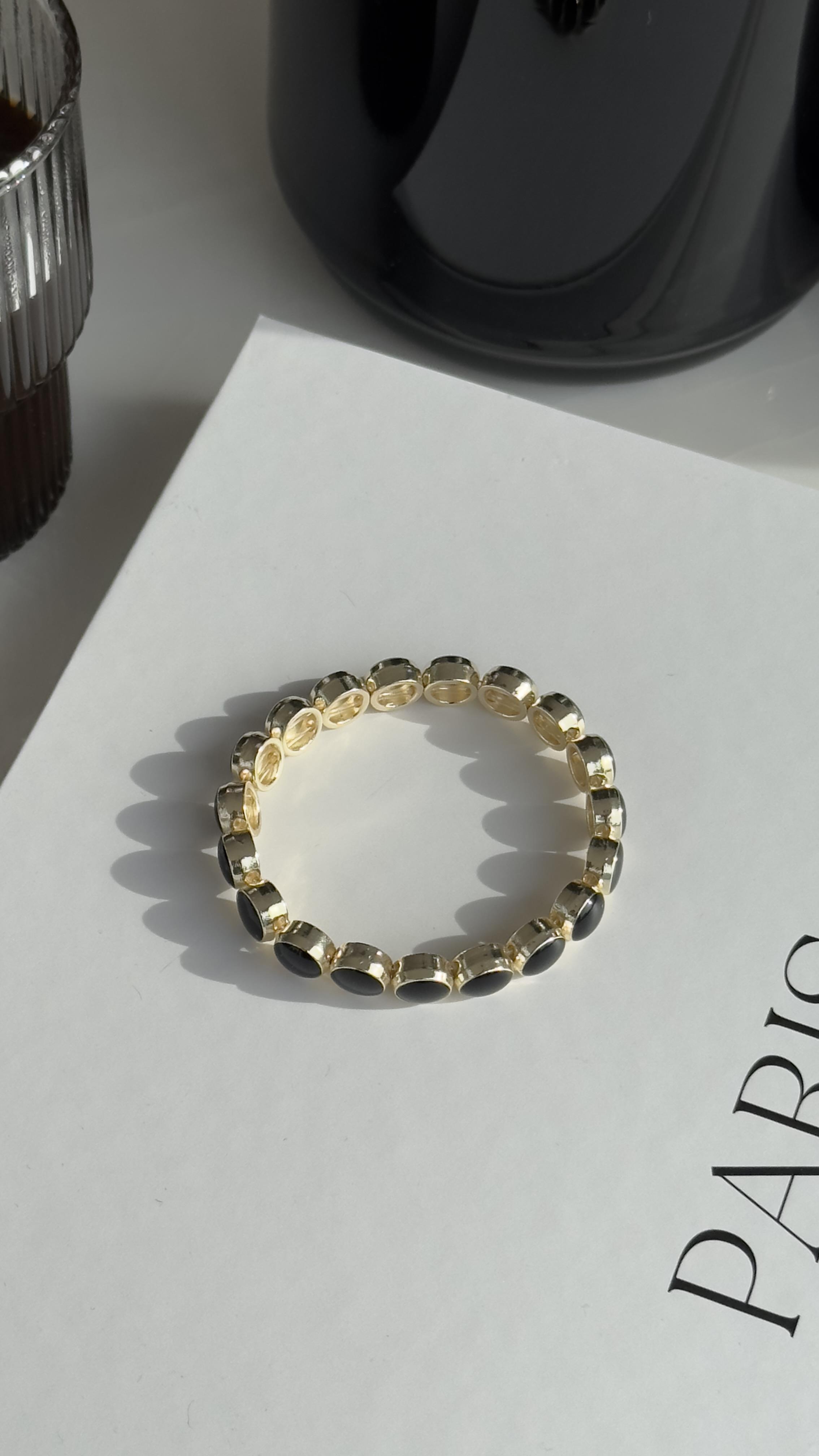 Siyah Beyaz Lastikli Bileklik