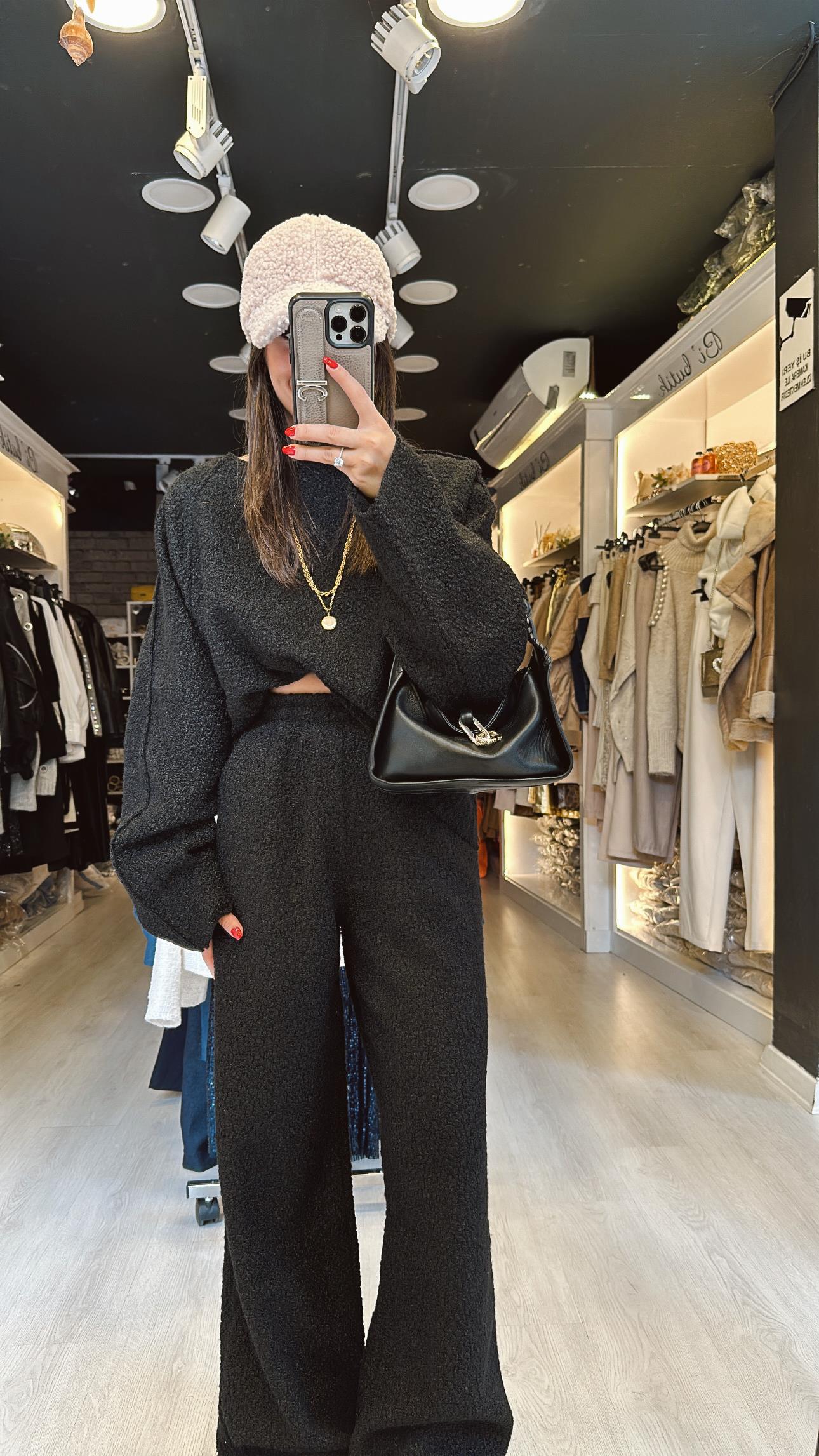 Siyah Buklet Pantolon Takım 