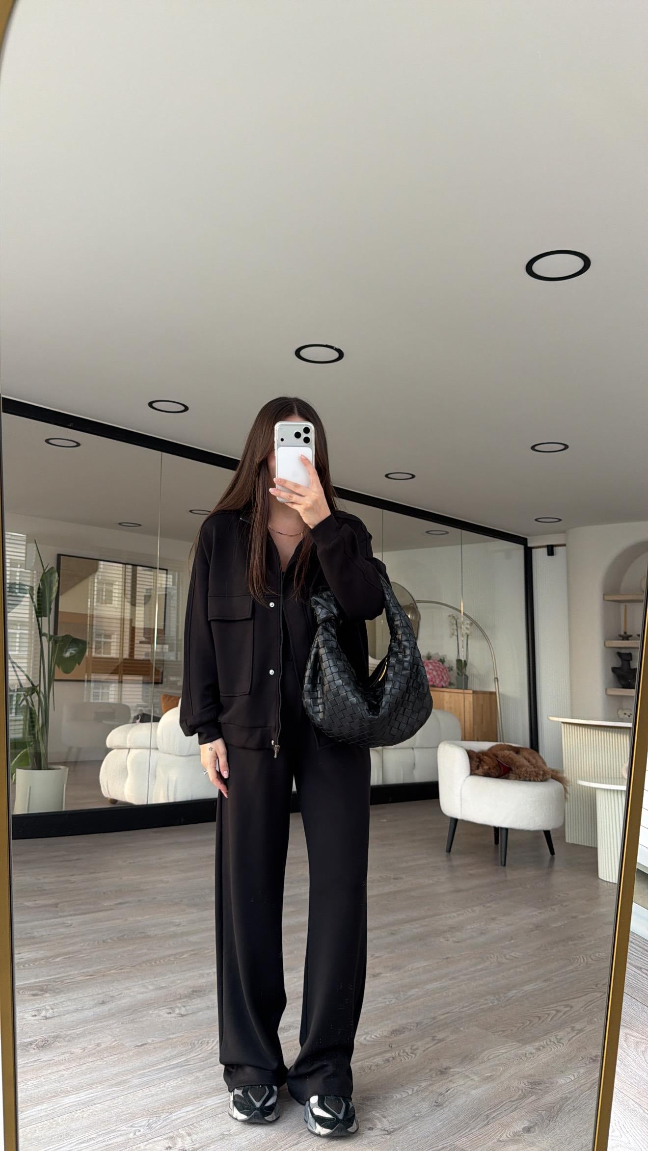 Siyah Çift Cepli Marka Model Modal Takım 