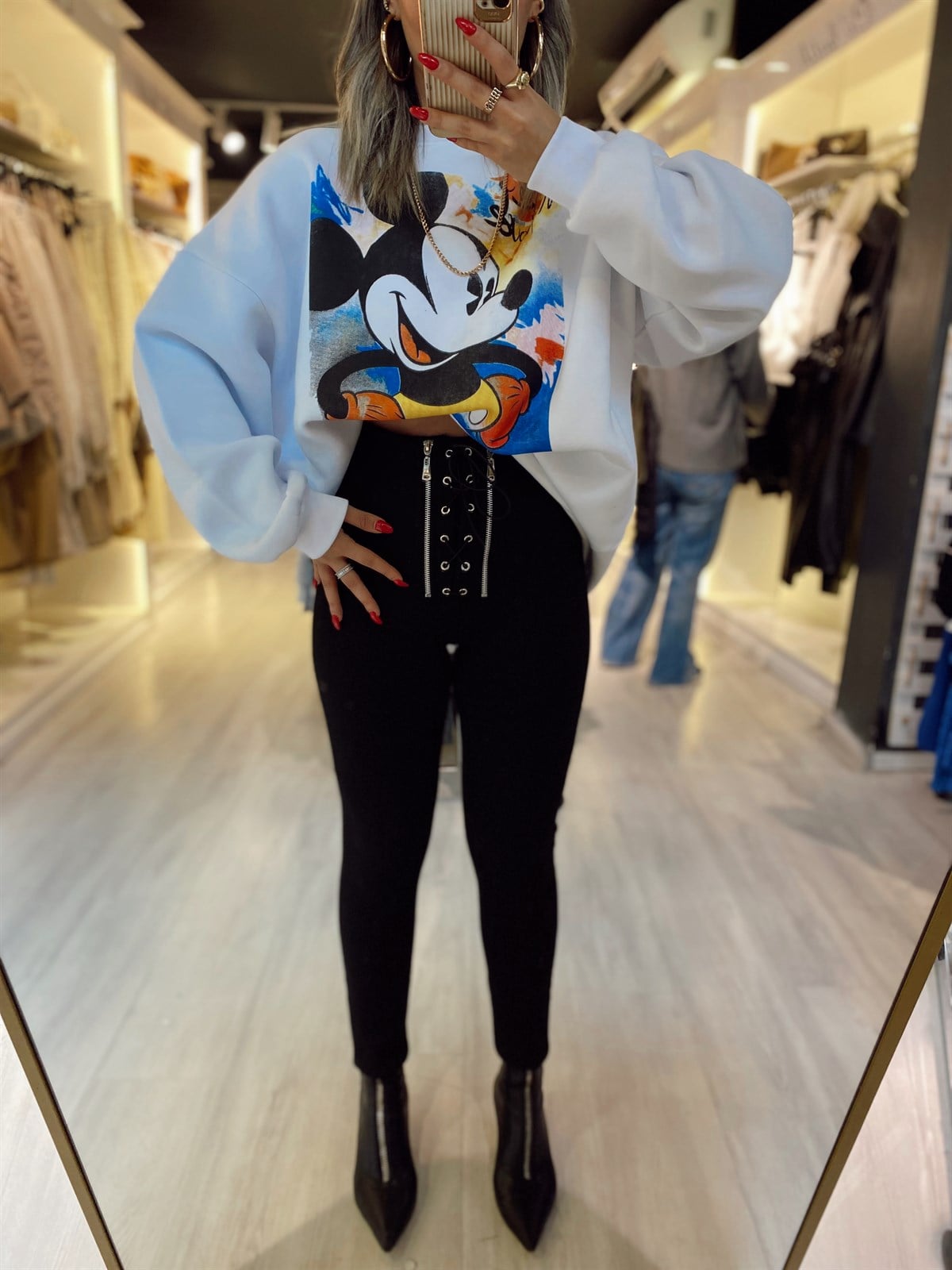 Siyah Çift Fermuarlı Bağlama Detaylı Tayt