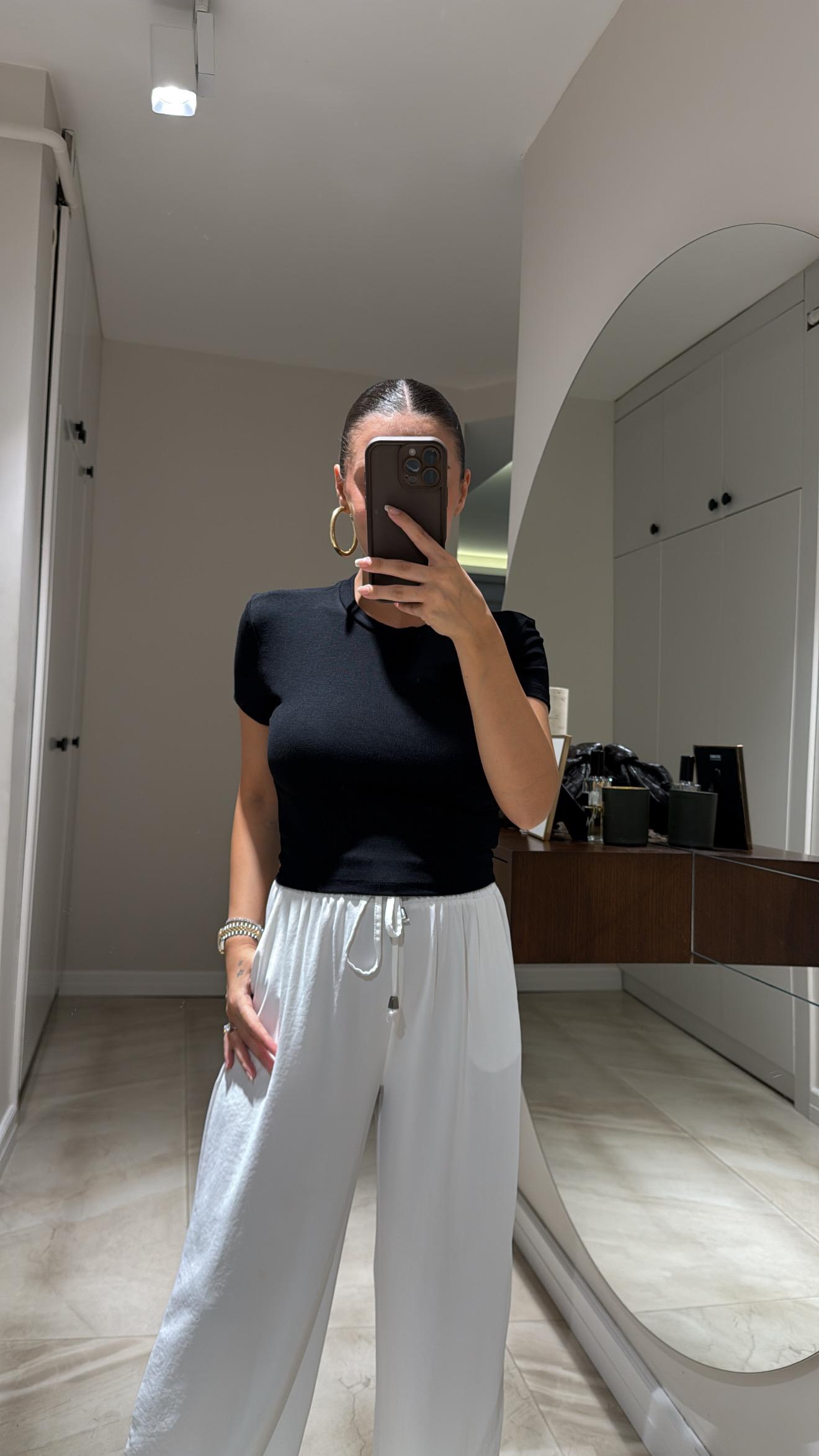 Siyah Crop Basic Ravi Tshirt