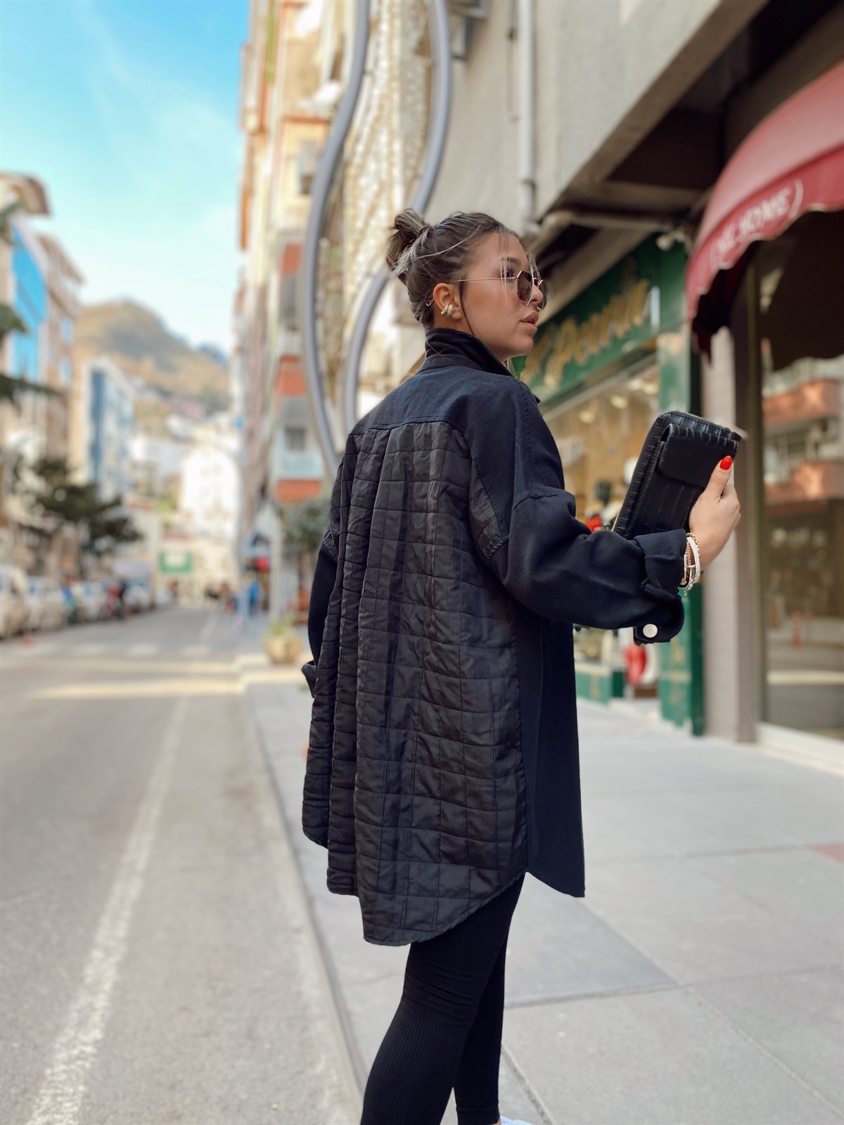 Siyah Garnili Gabardin Ceket