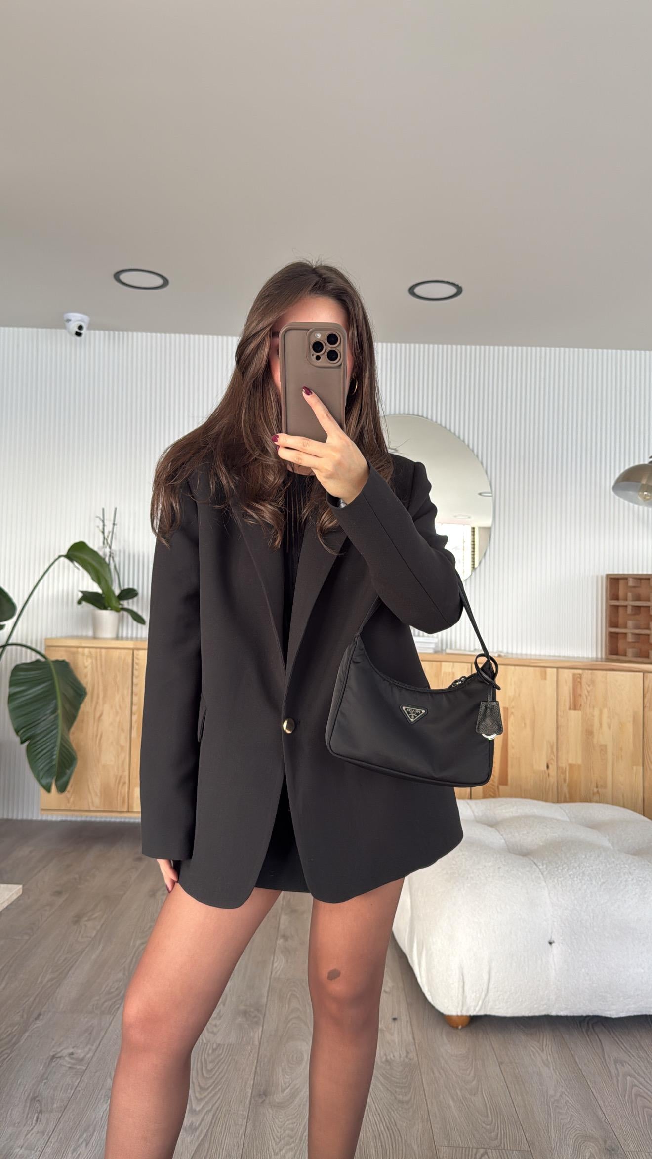 Siyah Gold Düğmeli Blazer Ceket 