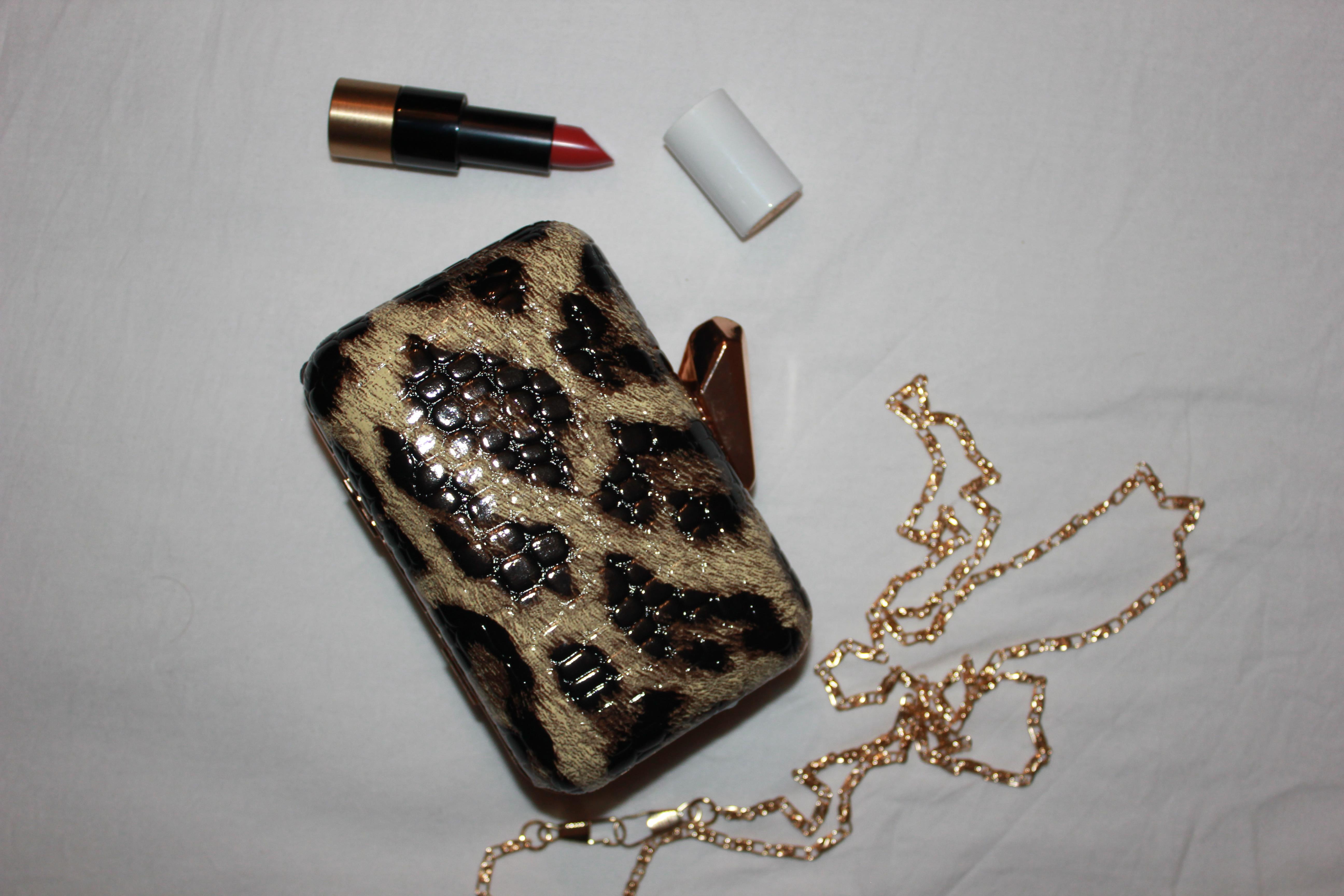 Siyah Leopar Gold Detaylı Özel Seri Çanta 