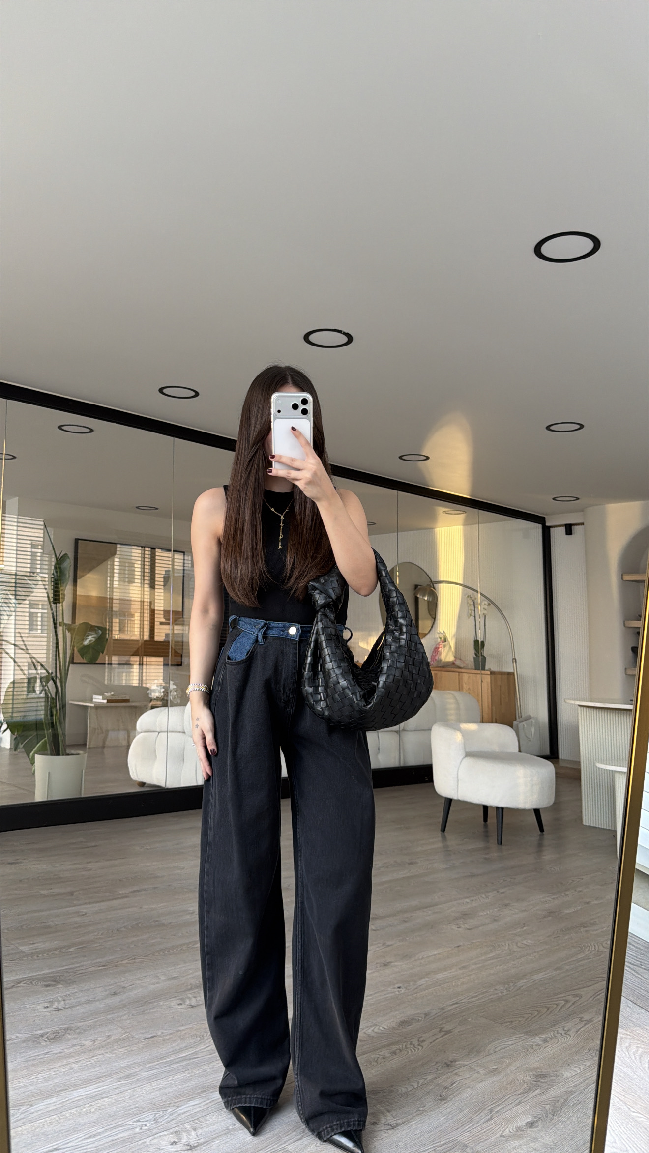 Siyah Mavi Jean Detaylı Boyfriend Jean