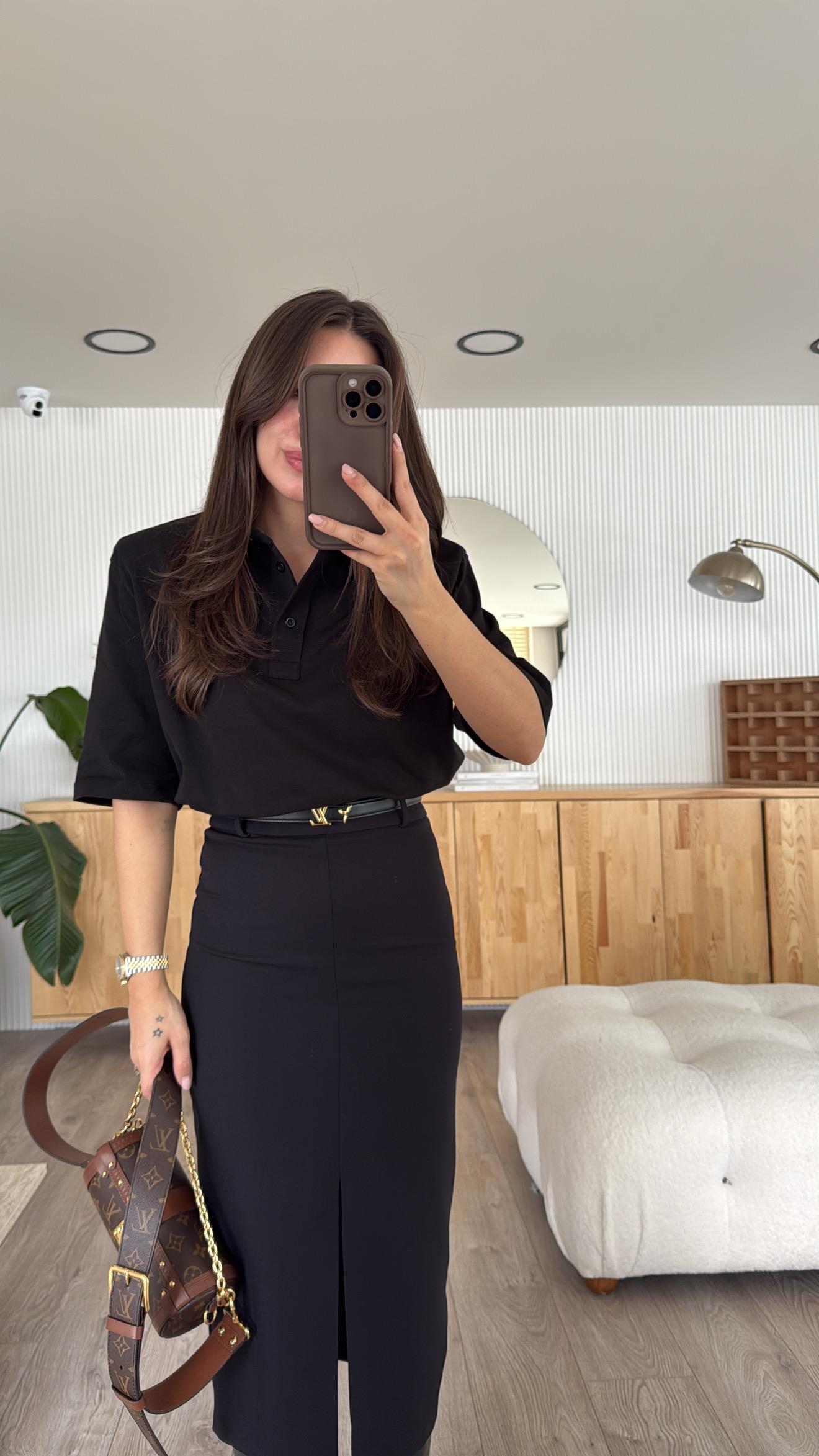 Siyah Polo Yaka Vatkalı Tshirt