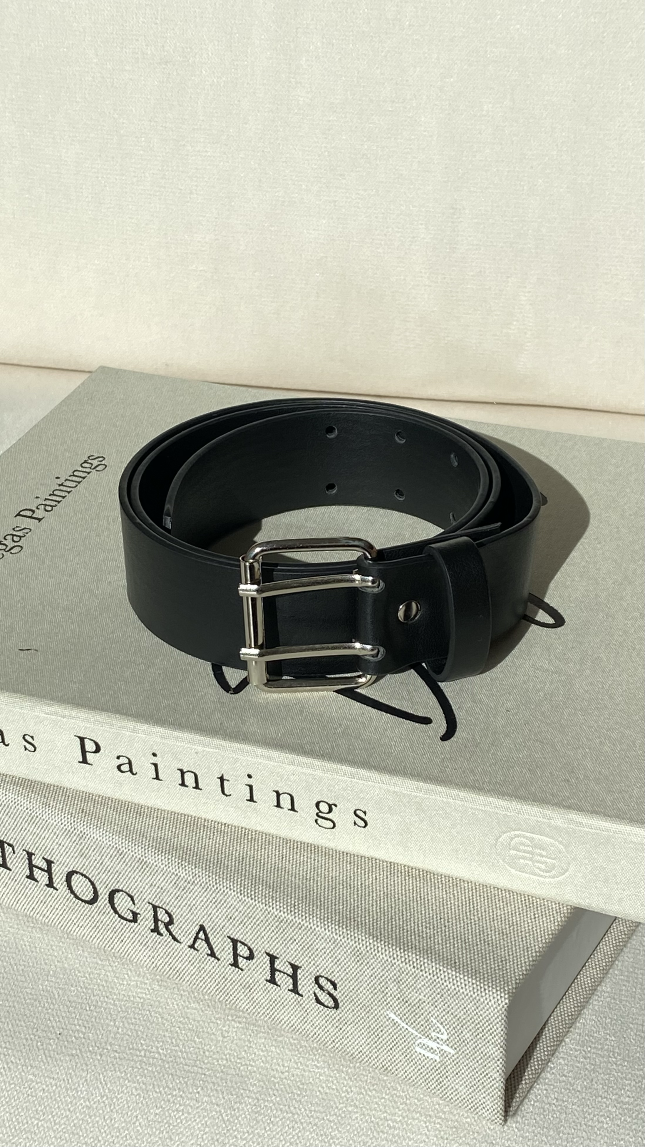 Siyah Silver Çift Delikli Kemer