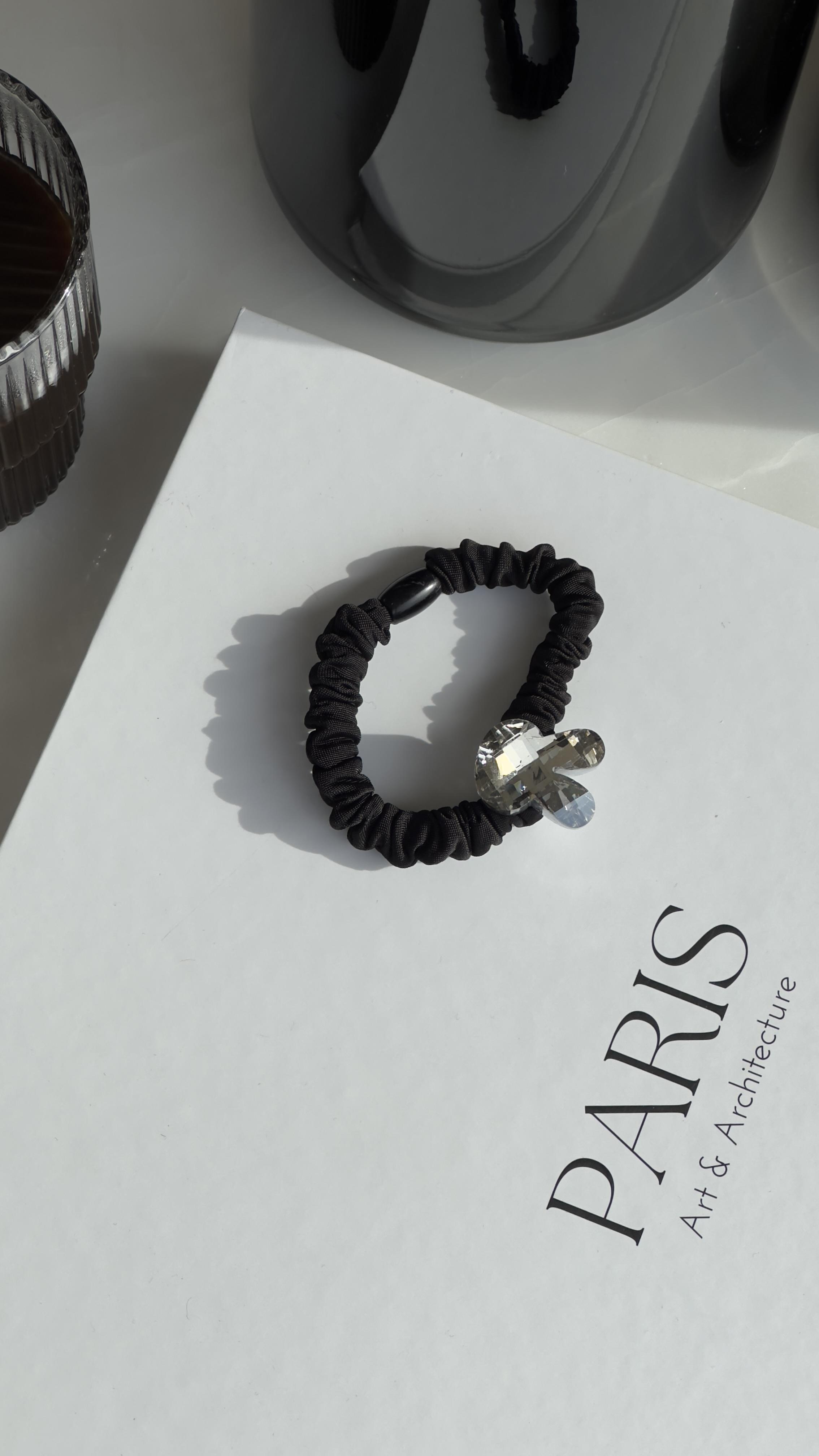 SiyahTavşan Taşlı Elastik Toka