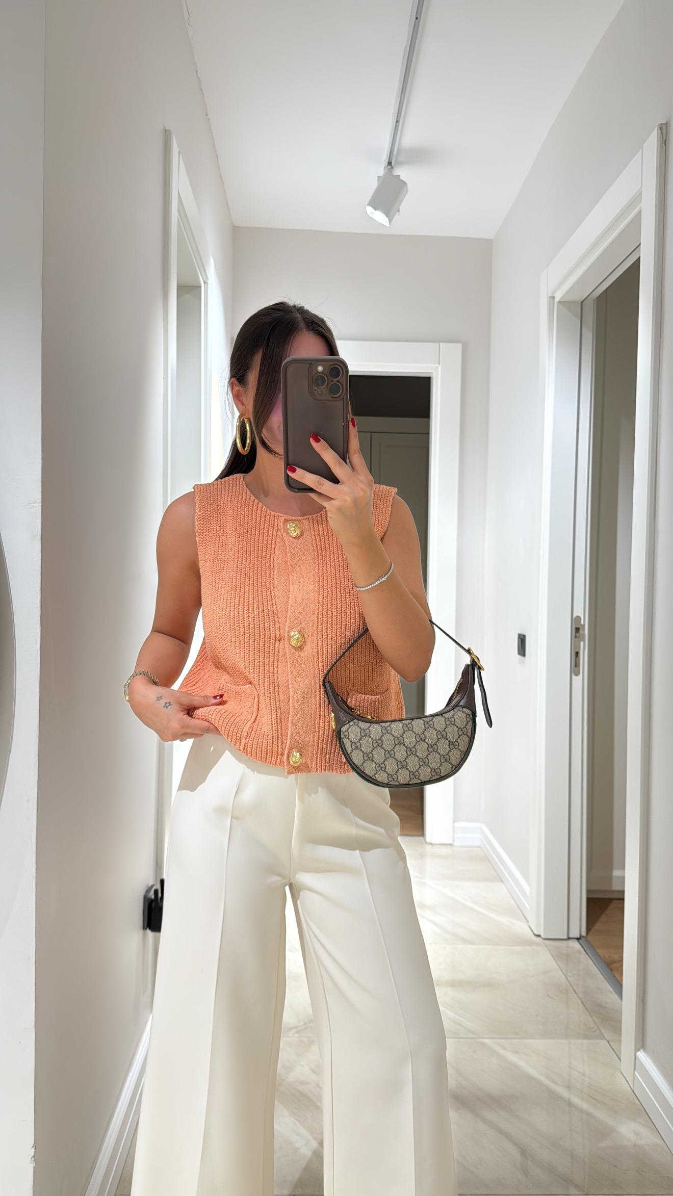 Somon Gold Düğmeli Triko Bluz Yelek