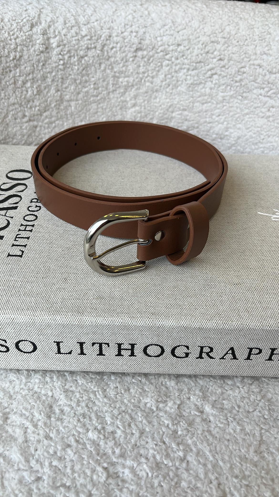 Taba Silver Yarım Oval Tokalı İnce Kemer