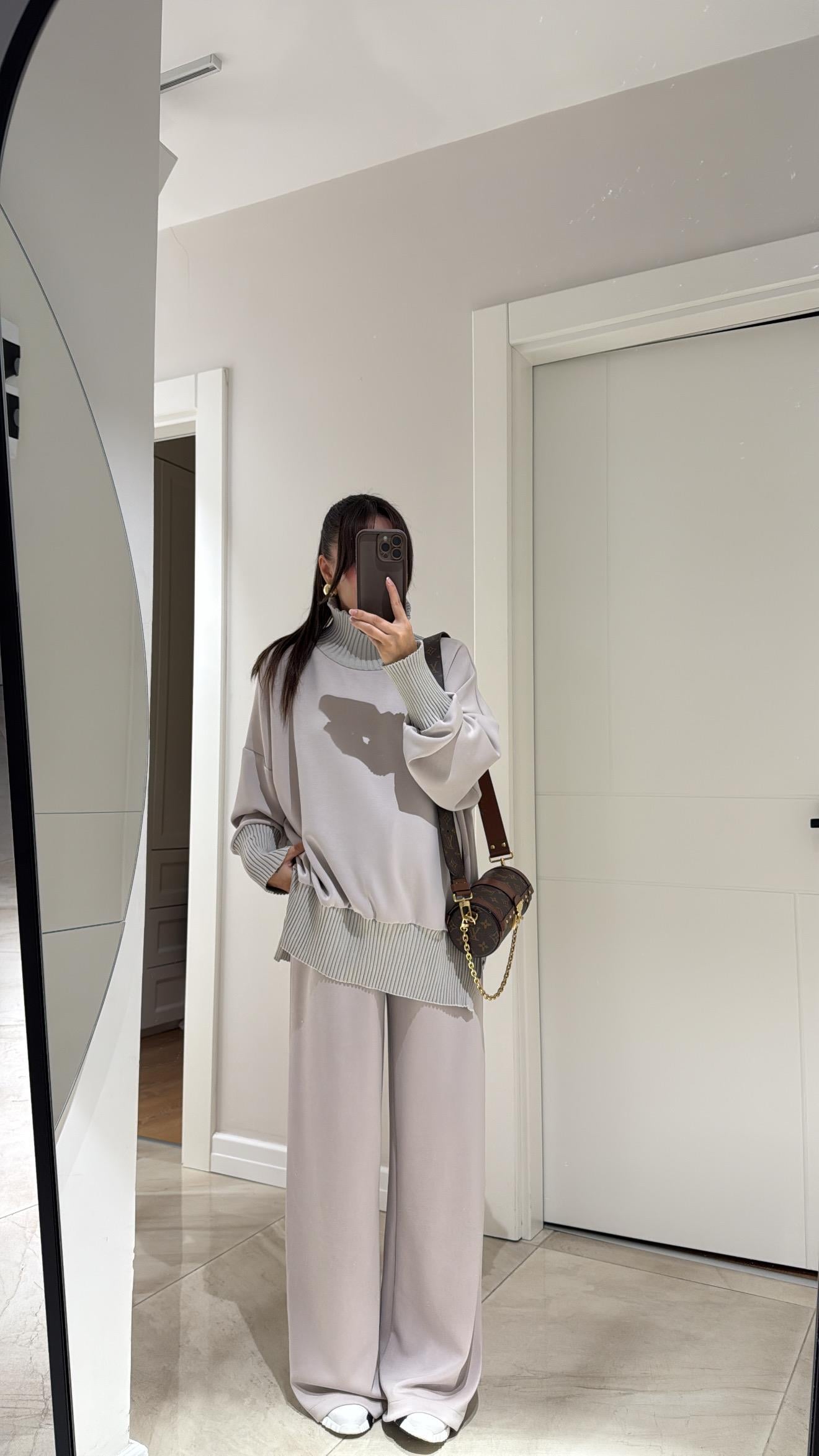 Taş Balıkçı Yaka Yan Fermuarlı Modal Takım