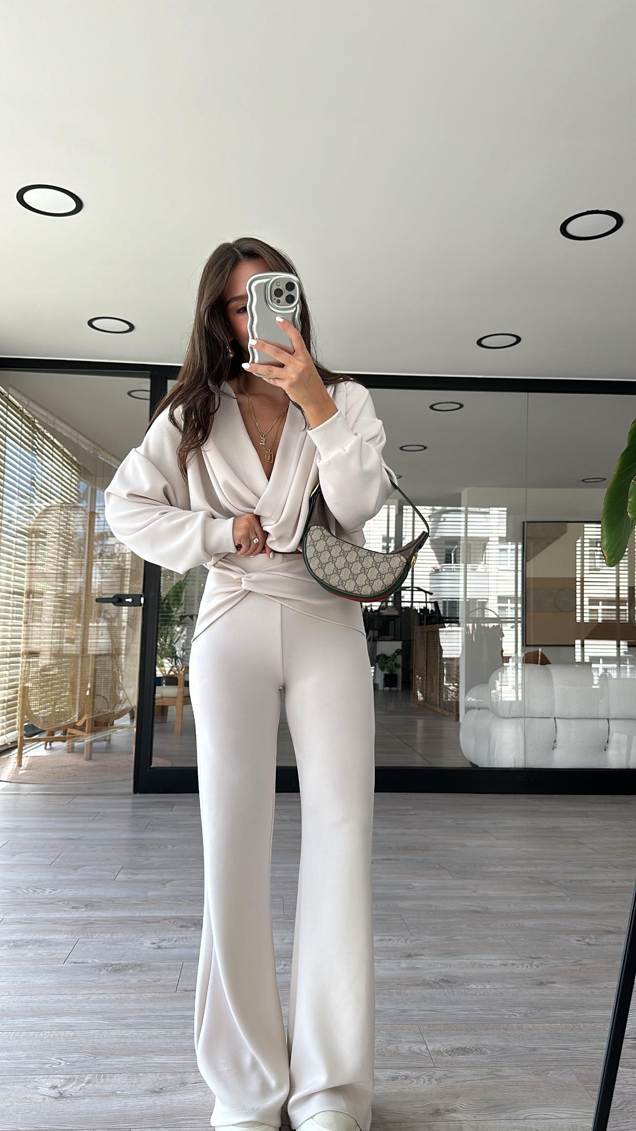 Taş Bol Paça Düğüm Detaylı Modal Pantolon