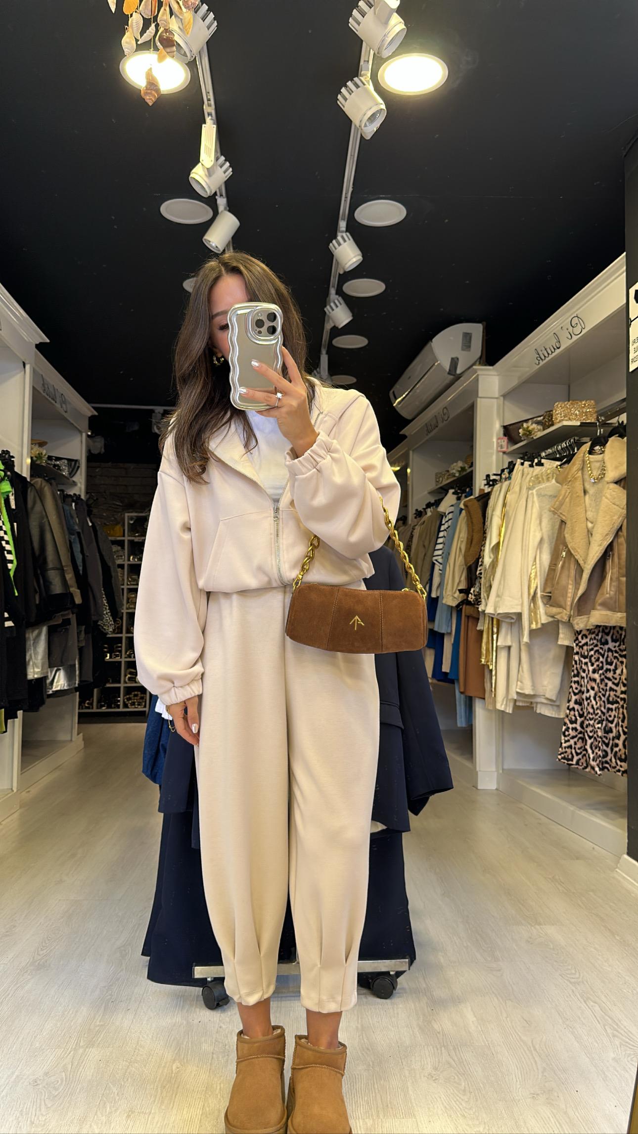 Taş Fermuarlı Modal Kumaş Sweat Takım