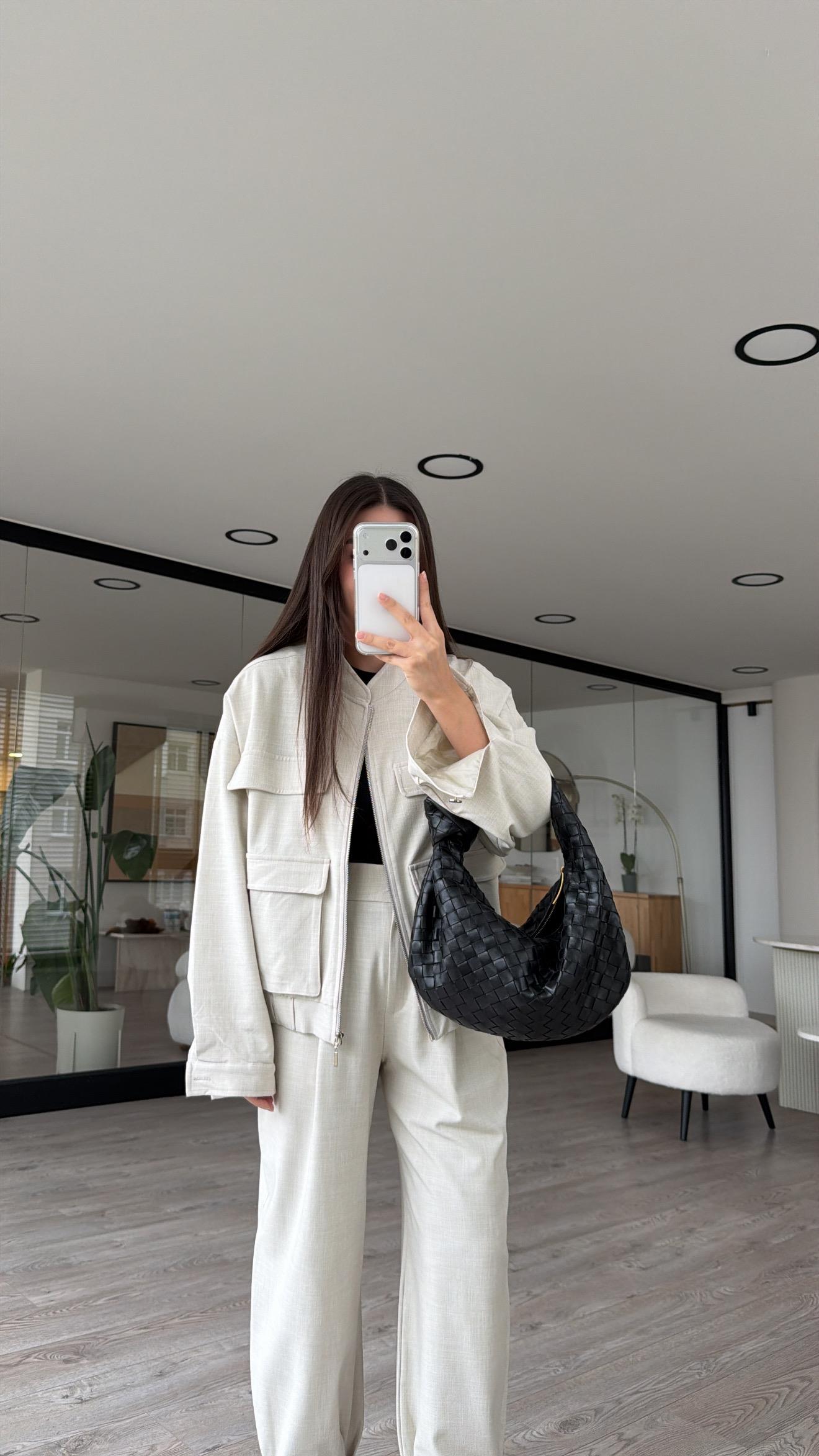 Taş Renk Torba Cep Detaylı Bomber Ceket 