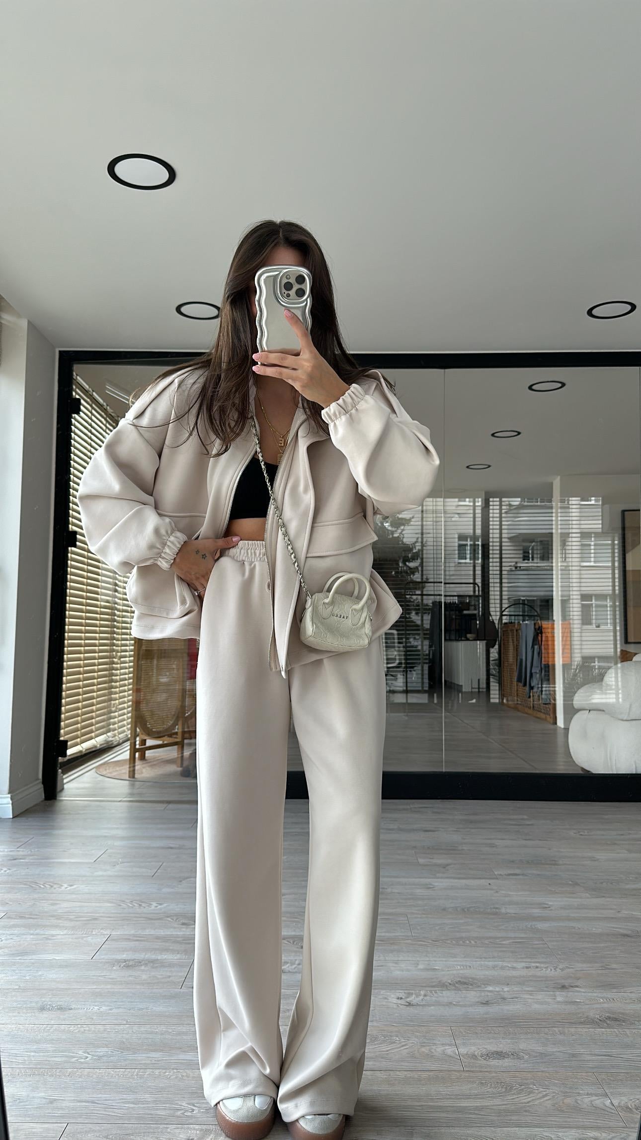 Taş Renk Torba Cepli Modal Takım 