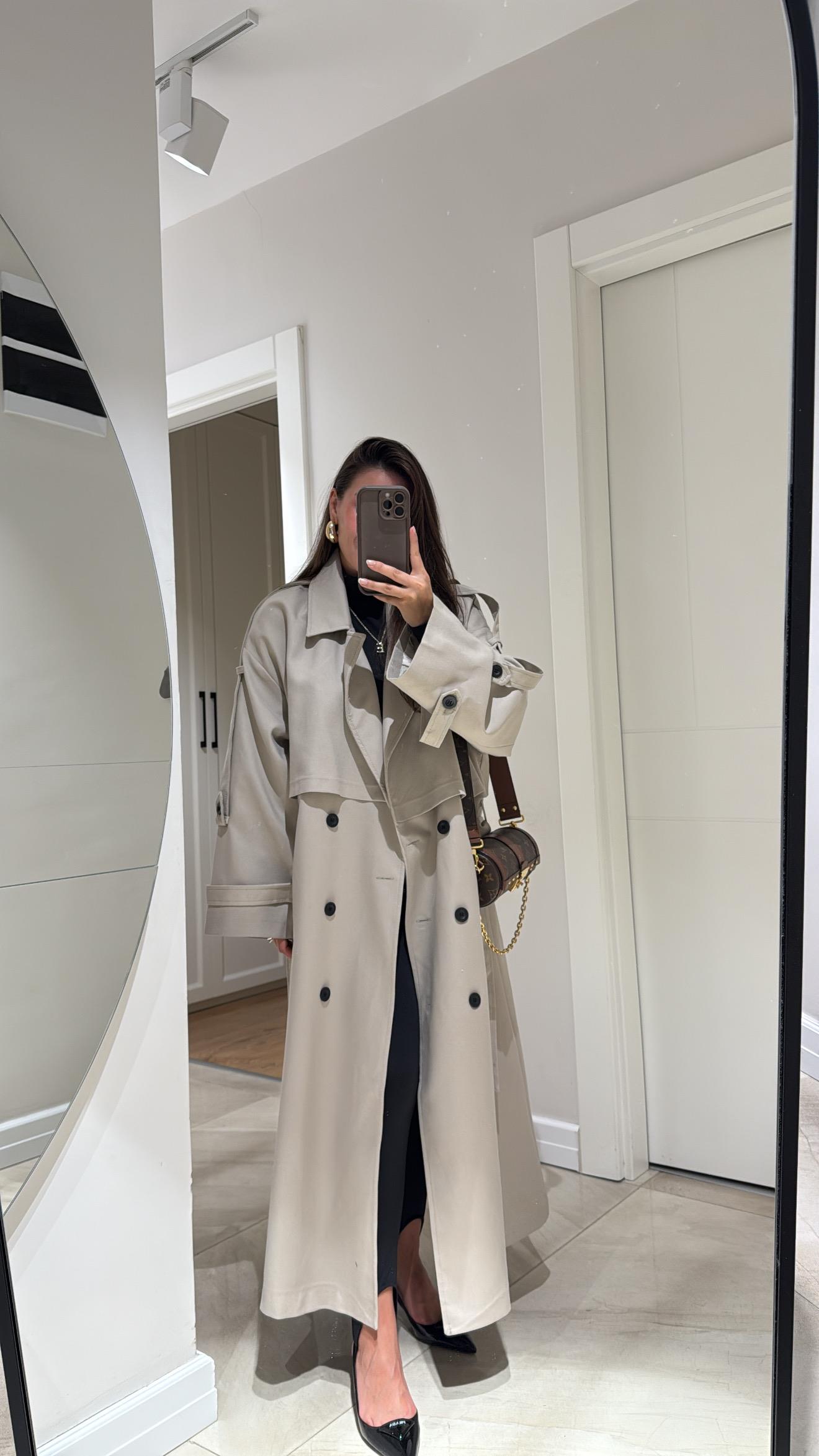 Taş Tokalı Premium Oversize Trenç