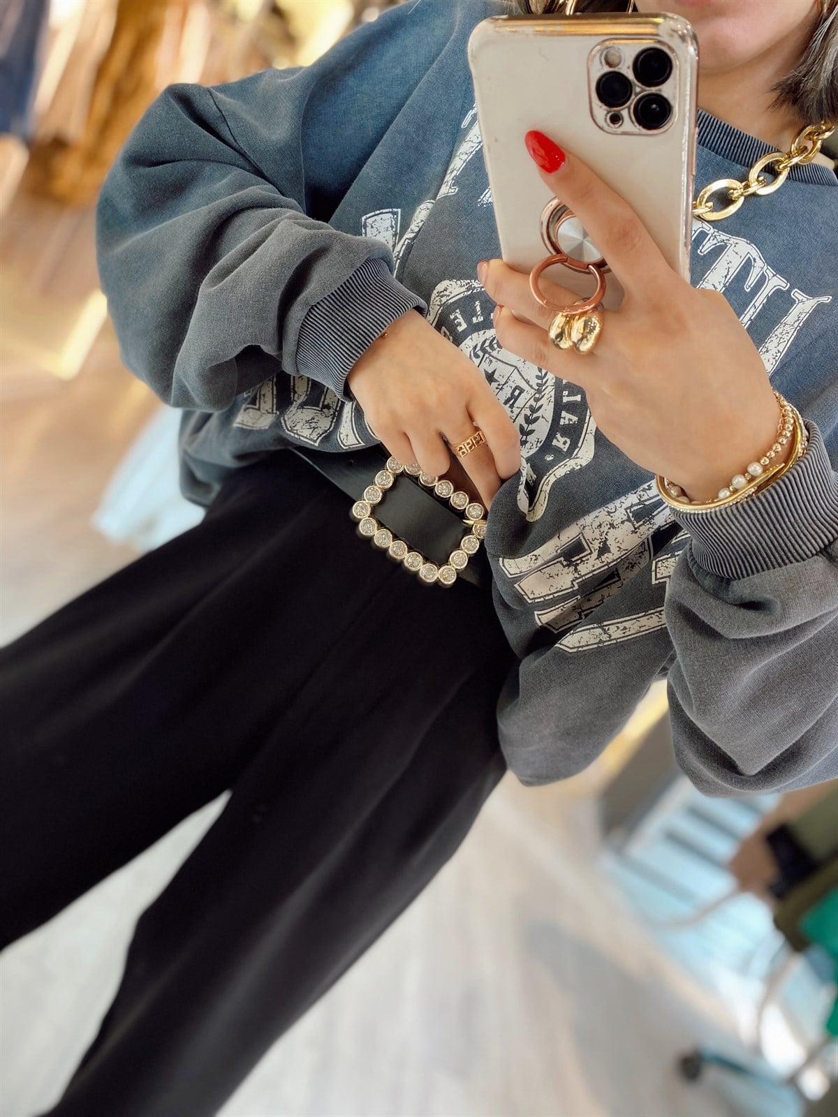 Taşlı Gold Tokalı Kemer