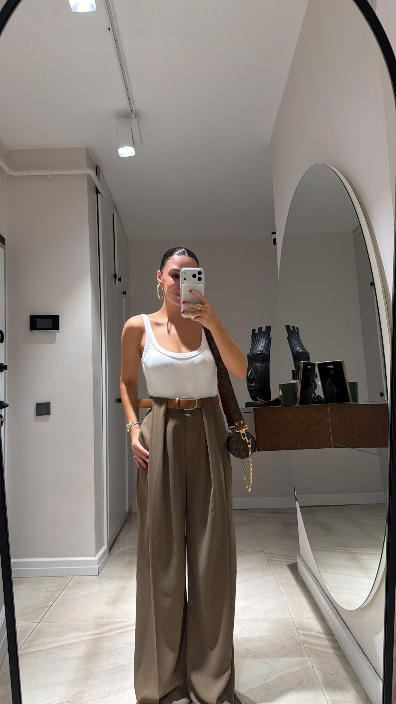Vizon Bel Kemer Detaylı Pileli Palazzo Pantolon