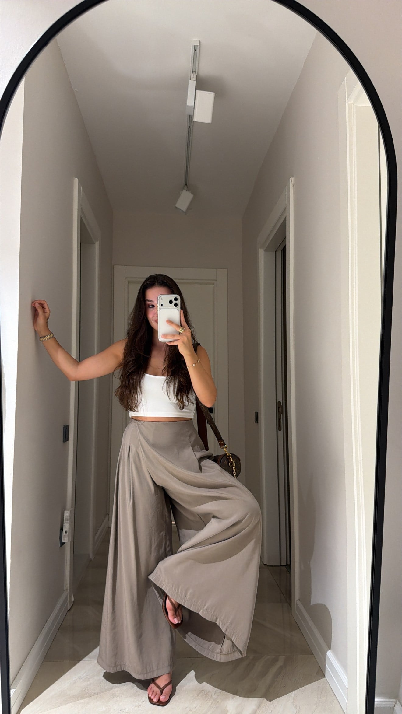 Vizon Beli Lastikli Pareo Pantolon