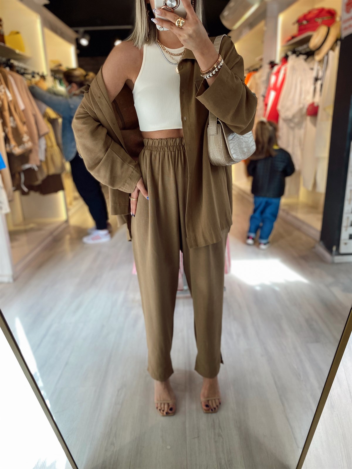 Vizon Cep Detaylı Keten Takım