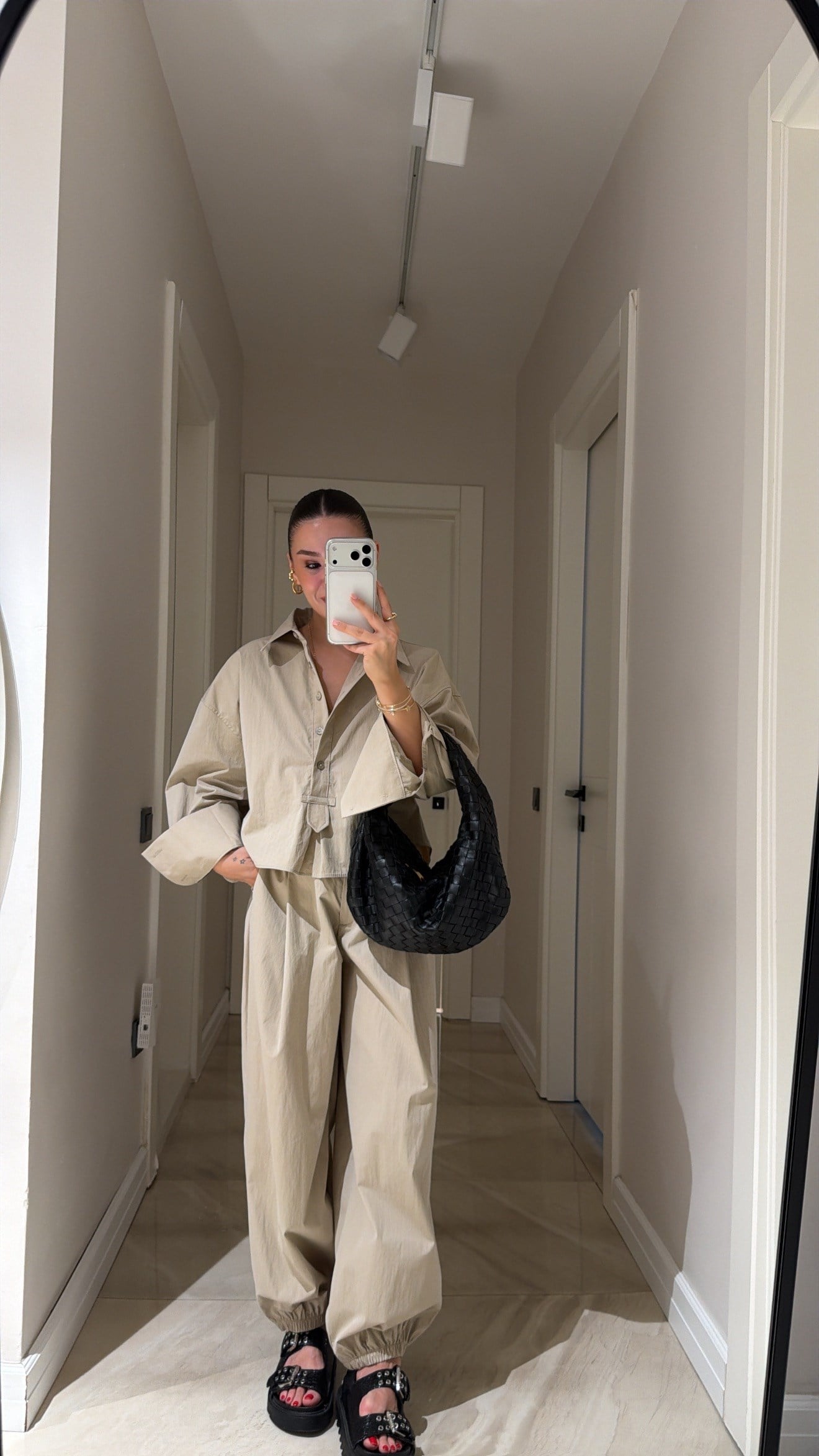 Vizon Paça Lastikli Poplin Gömlek Pantolon Takım