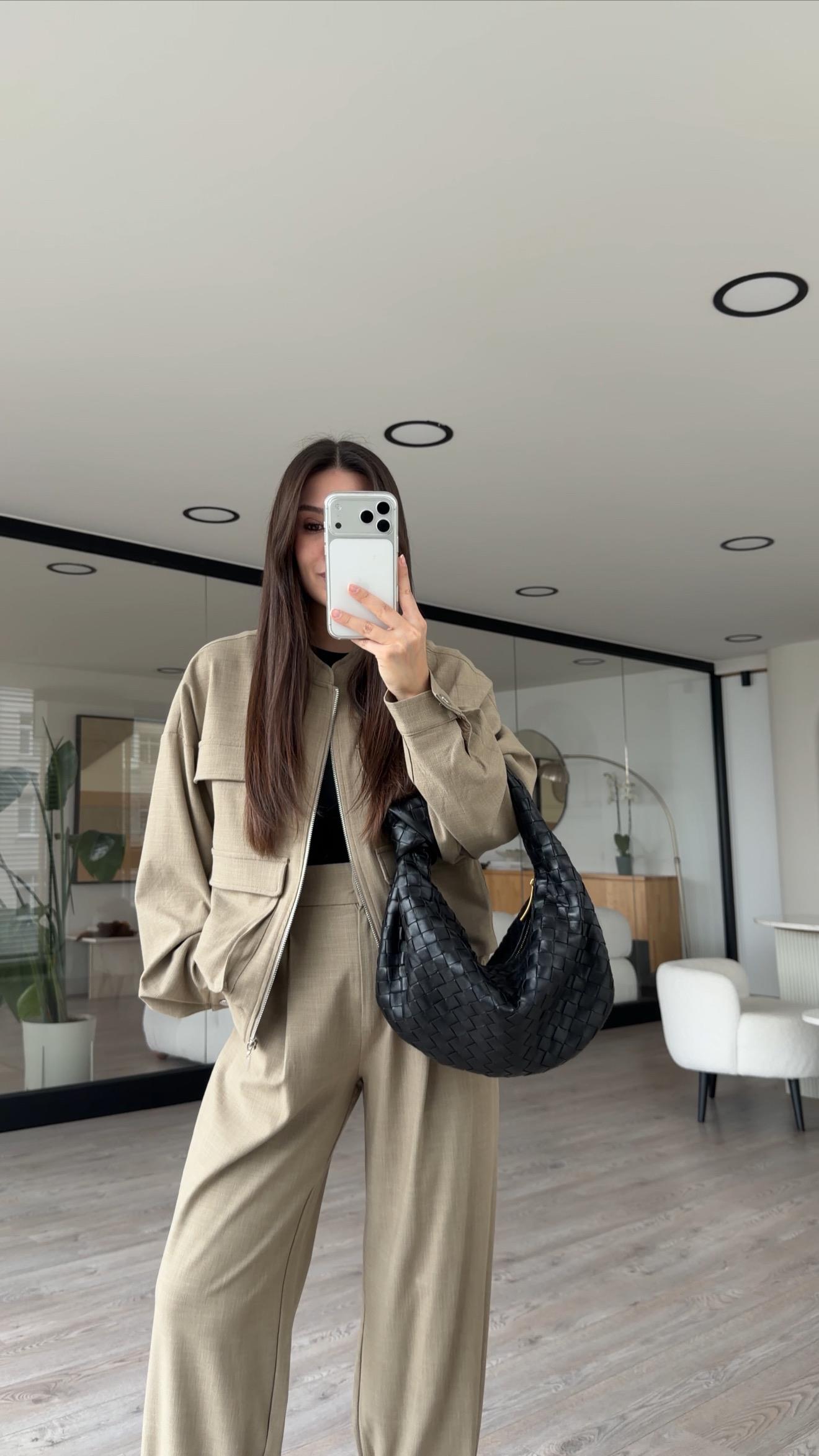 Vizon Renk Torba Cep Detaylı Bomber Ceket 