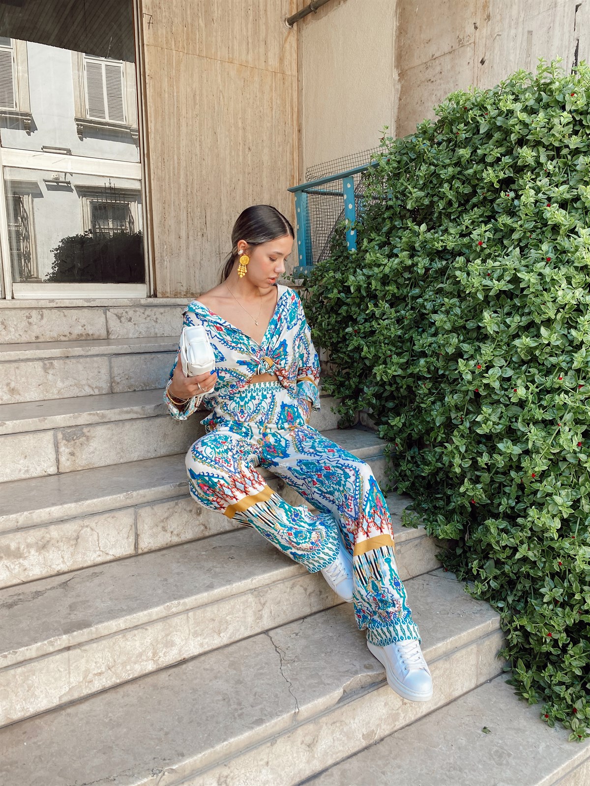 Yeşil Etnik Desen Takım 