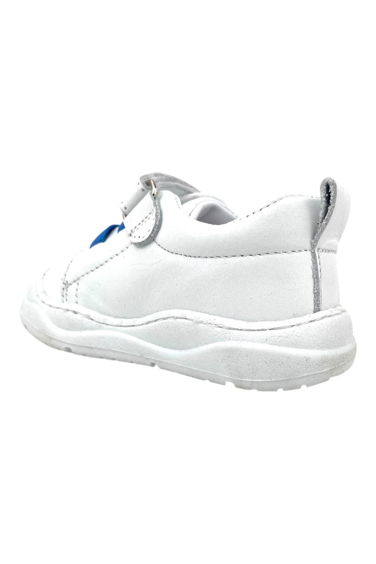 Celtic İlk Adım Ayakkabısı Deri ve Ortopedik Beyaz-Lacivert